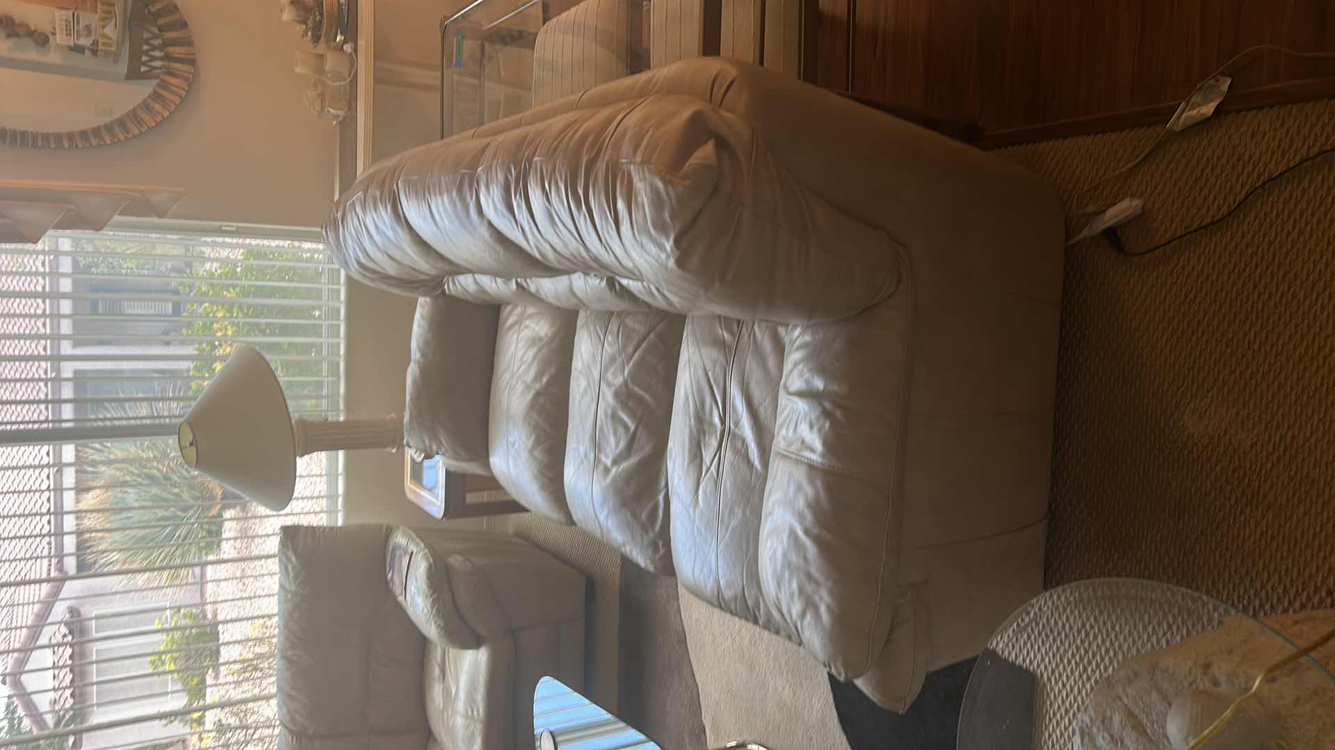 Photo 1 of LIGHT TAN 7’ FAUX LEATHER SOFA