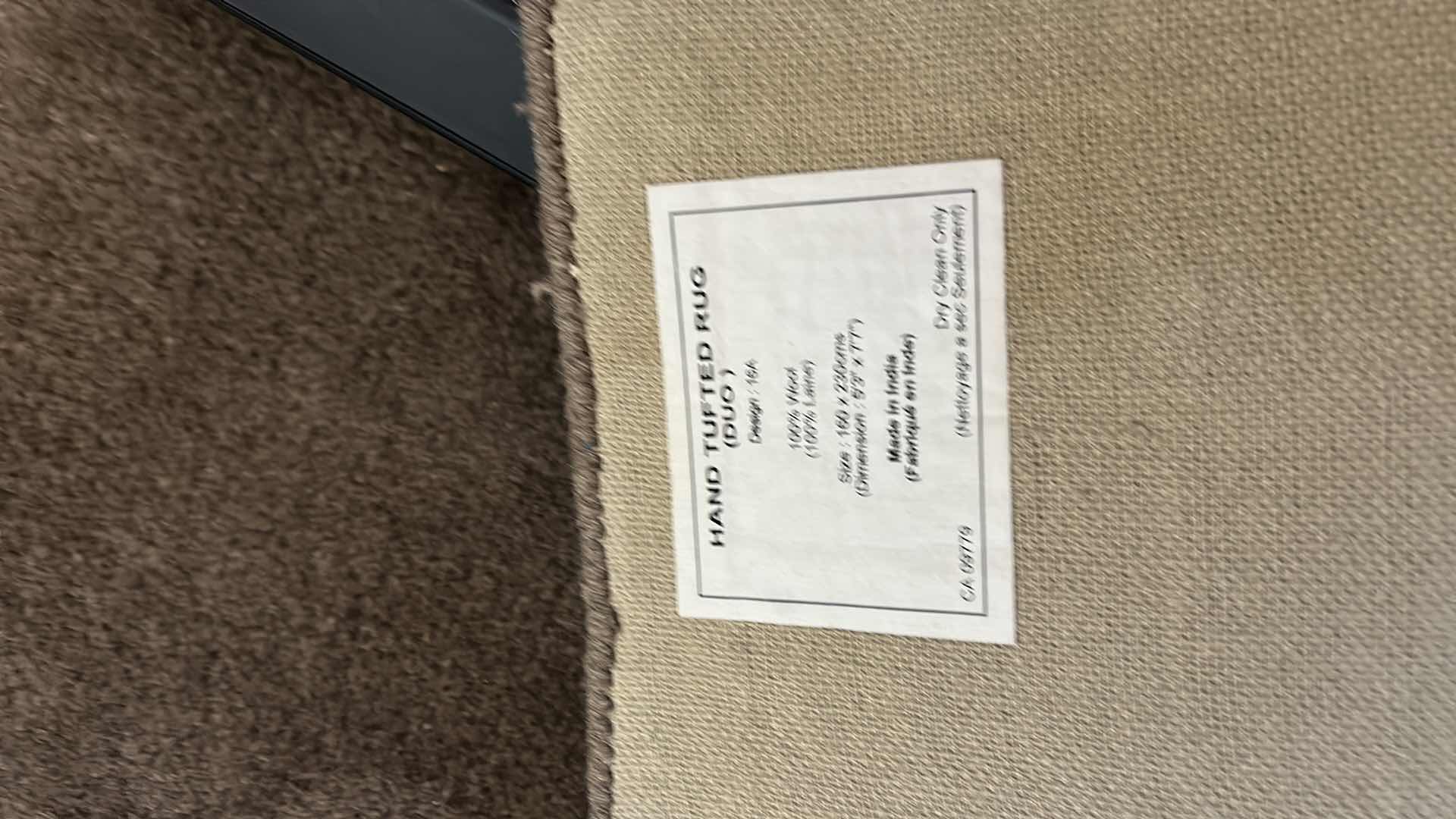 Photo 4 of HAND TUFTED 100% WOOL ABSTRACT WAVY RUG BROEN GRAY BEIGE AND BLACK 5.3” x 7.7”