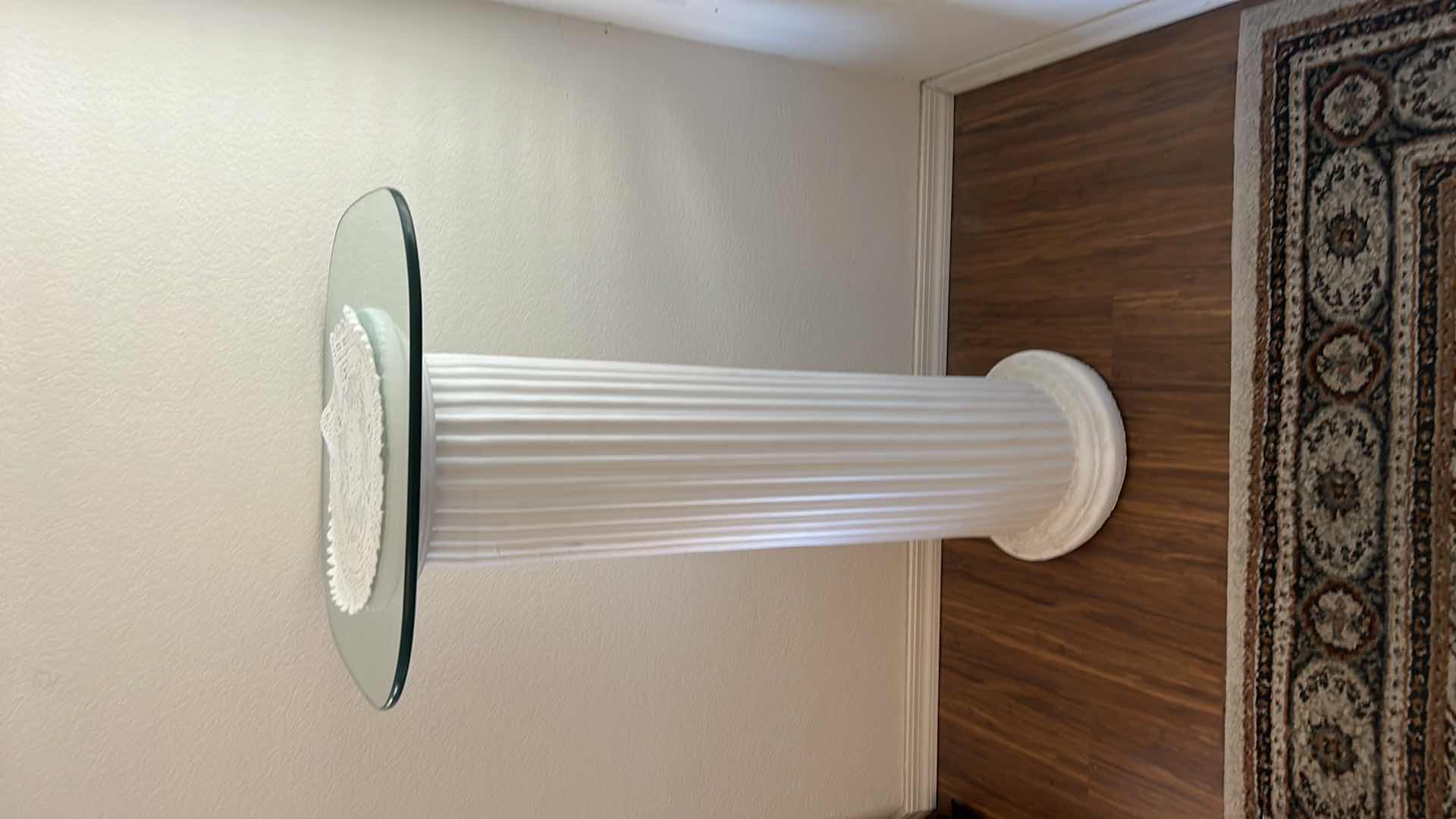 Photo 1 of PILLAR PEDESTAL W GLASS TOP 18“ x 36 1/2“