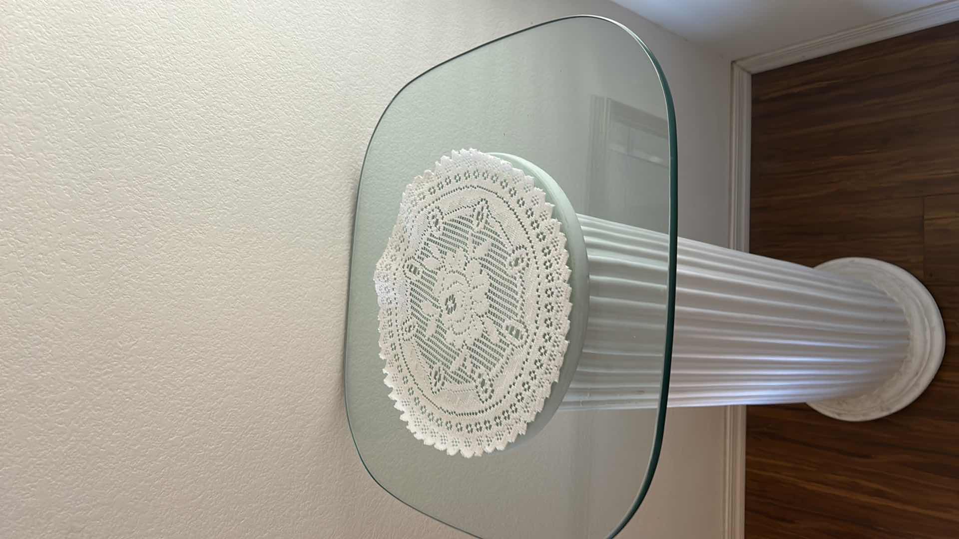 Photo 1 of PILLAR PEDESTAL W GLASS TOP 18“ x 36 1/2“
