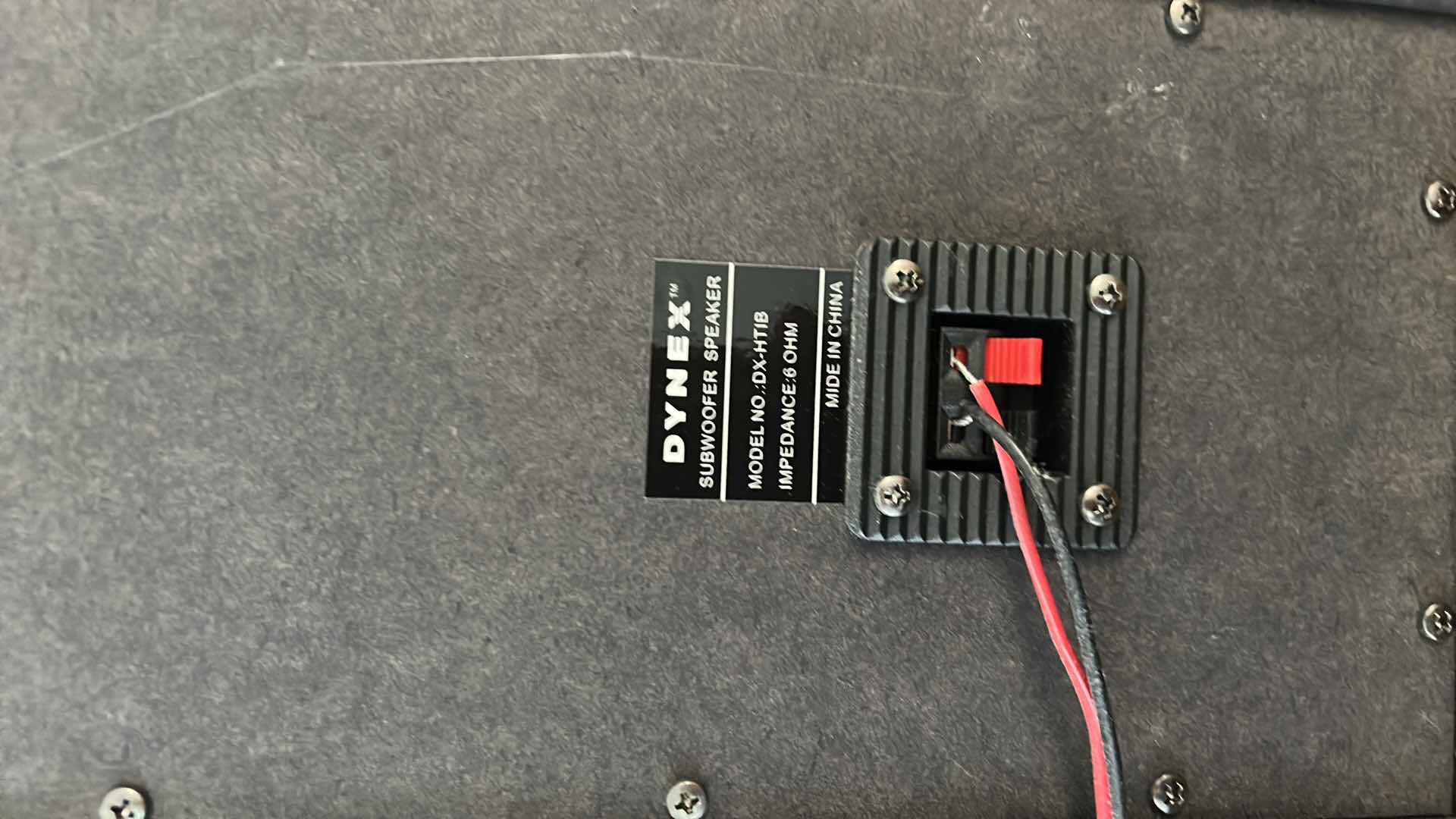 Photo 1 of DYNEX SPEAKER ASSORTMENT - 5 SURROUND SPEAKERS AND 1 SUBWOOFER SPEAKER