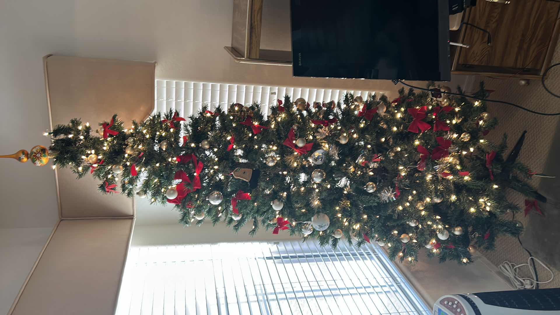 Photo 1 of 8’ CHRISTMAS TREE W DECORATIONS AND LIGHTS