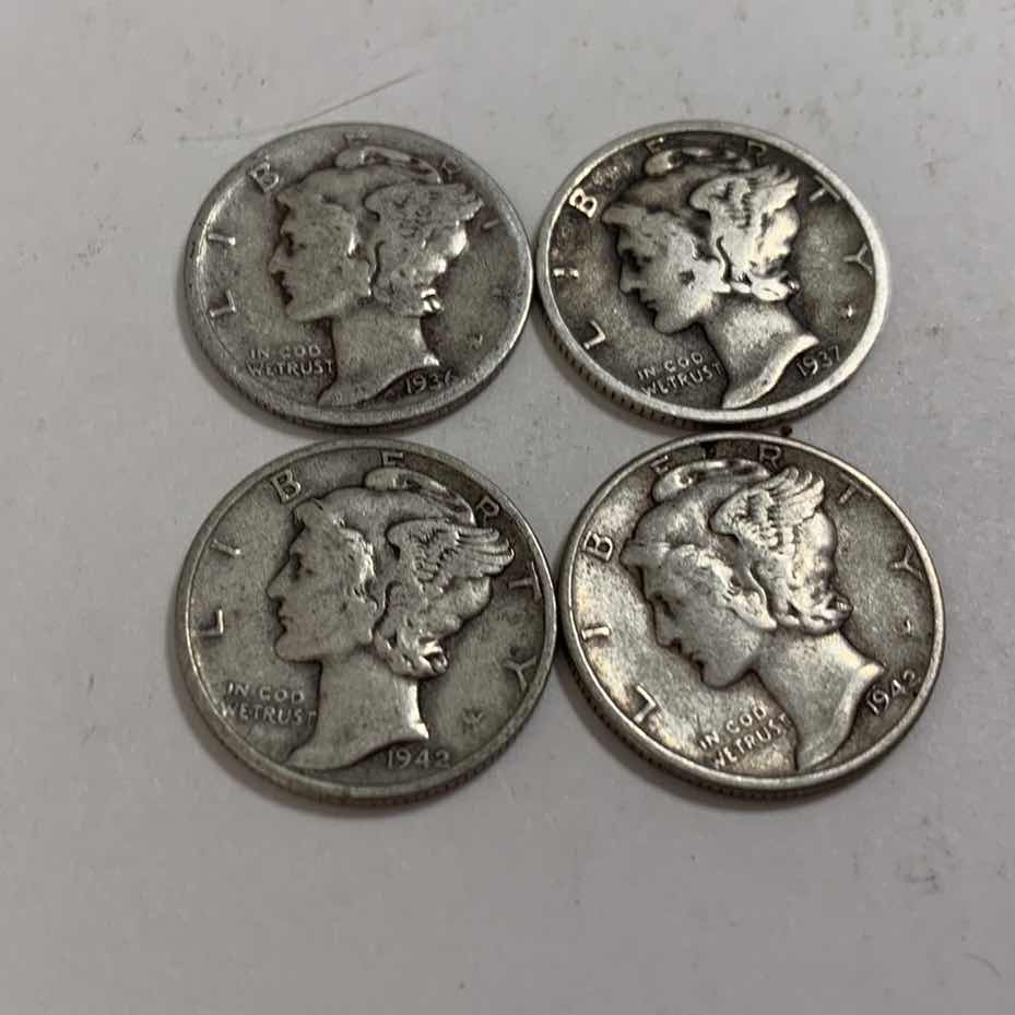 Photo 1 of FOUR MERCURY SILVER DIMES 90% SILVER