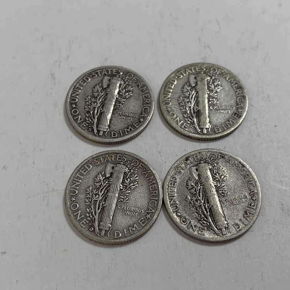 Photo 2 of FOUR MERCURY SILVER DIMES 90% SILVER