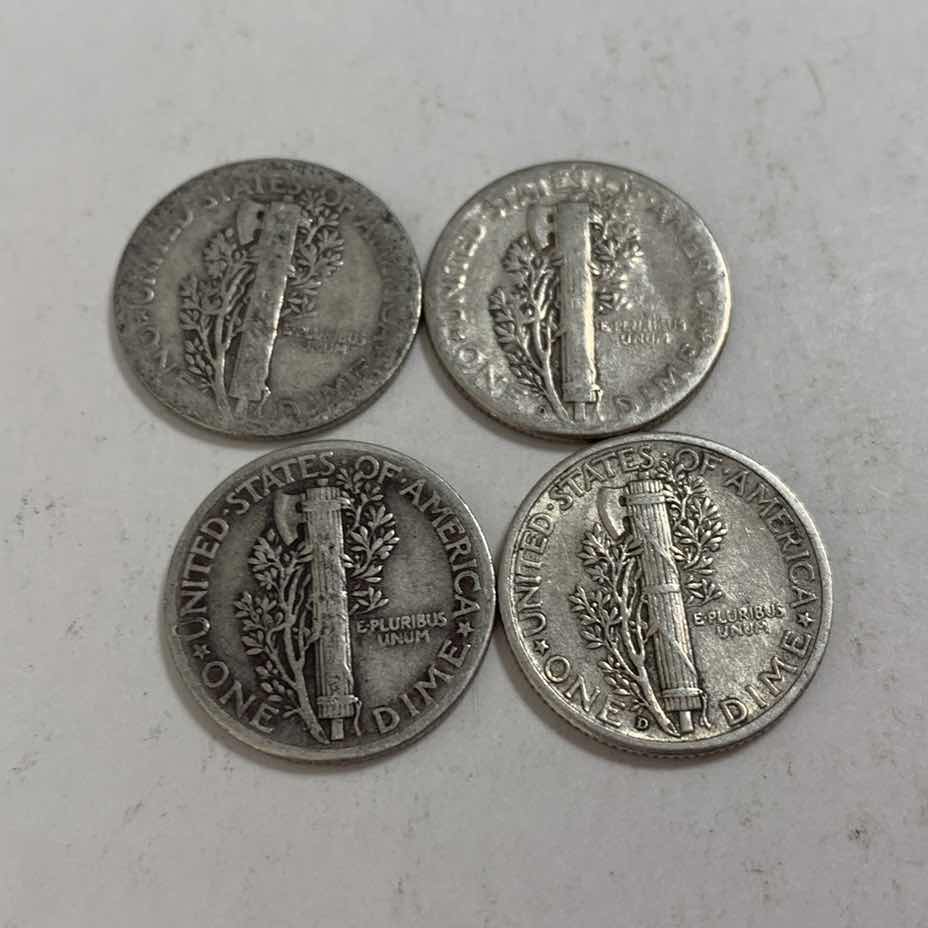 Photo 1 of FOUR MERCURY SILVER DIMES 90% SILVER