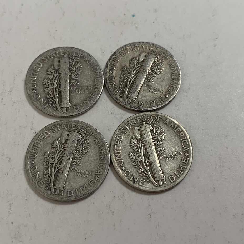 Photo 1 of FOUR MERCURY SILVER DIMES 90% SILVER
