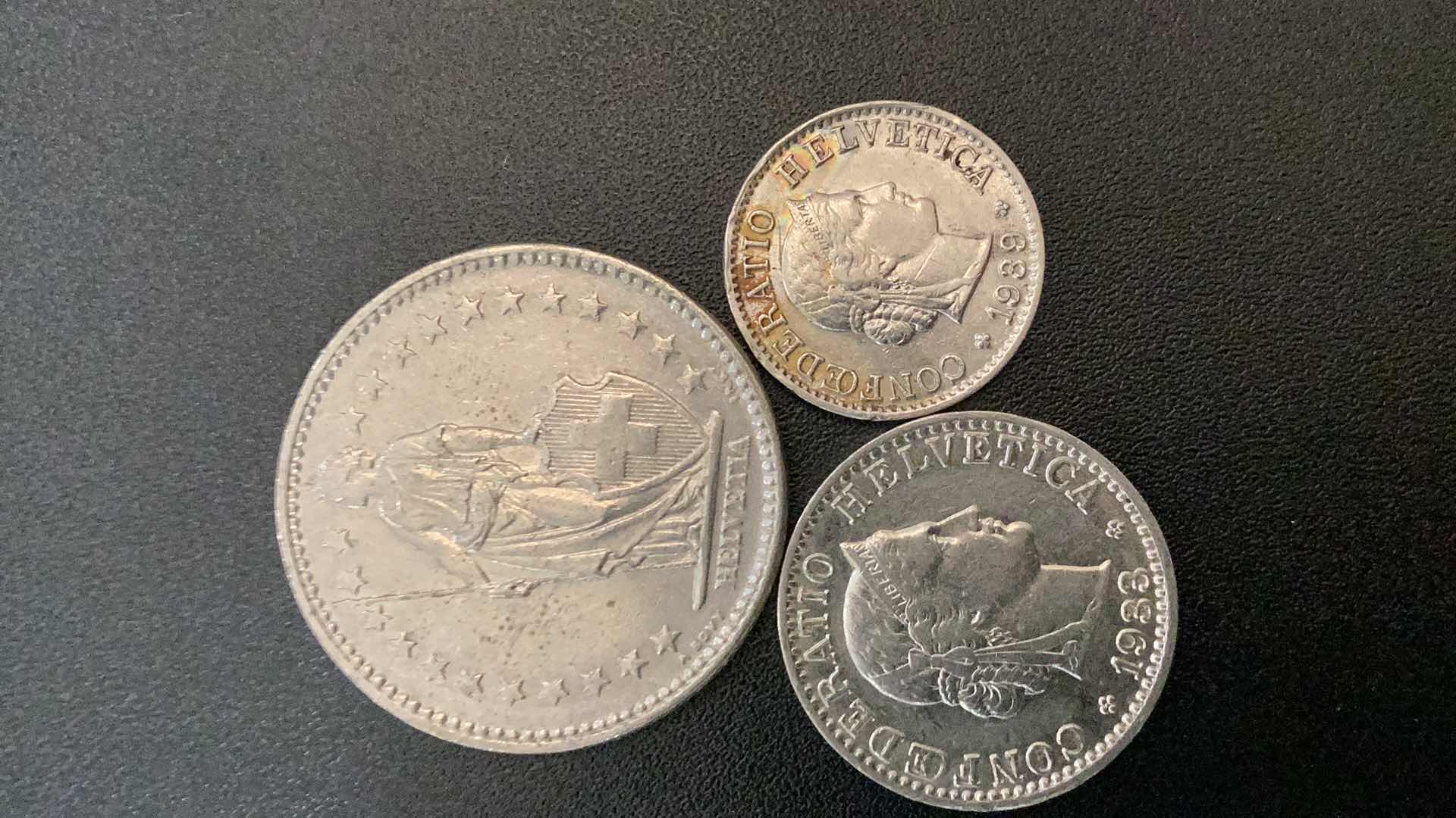 Photo 1 of 3 COLLECTIBLE COINS - SWITZERLAND 1933, 1939, 1968