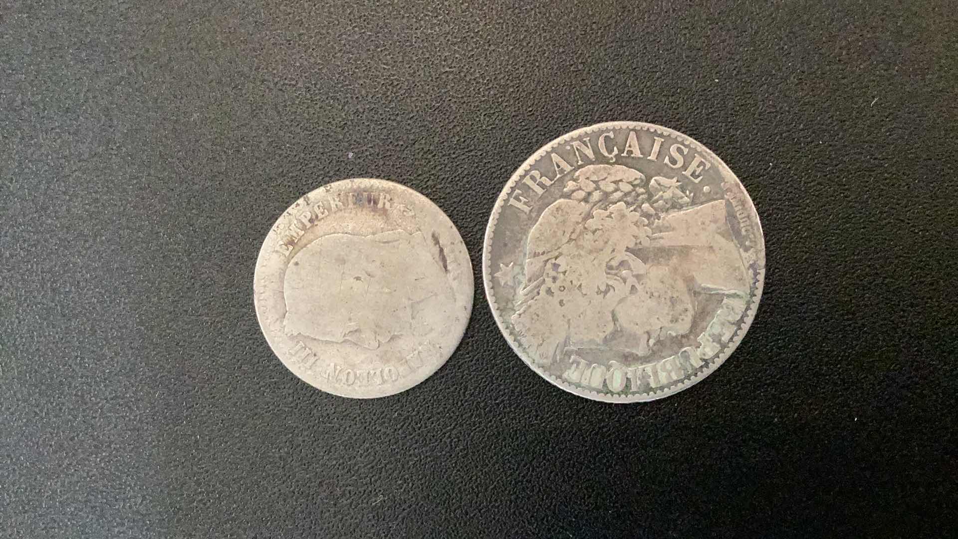 Photo 1 of 2 COLLECTIBLE COINS - FRANCE 1867, 1872