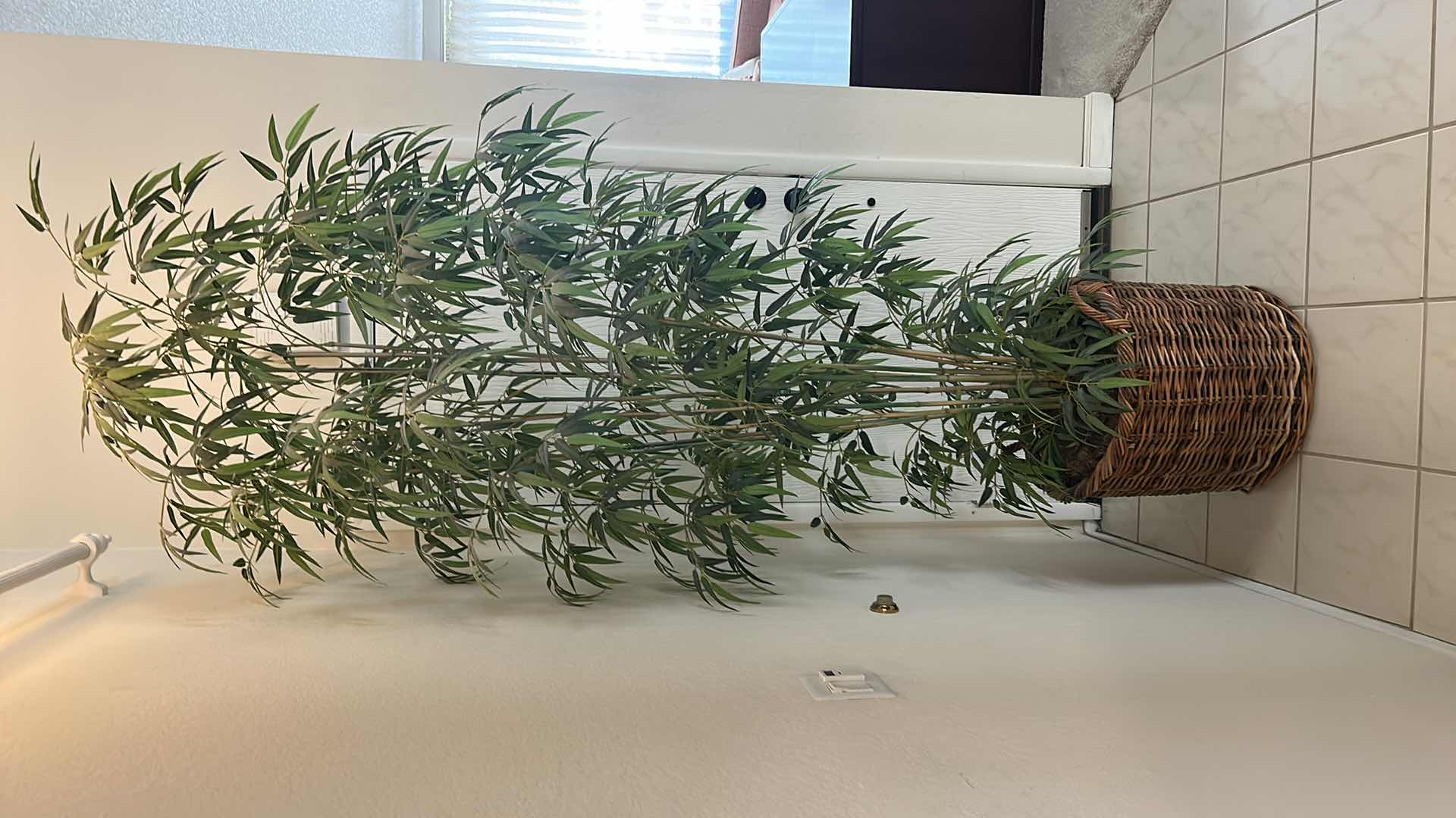Photo 1 of 9’ FAUX BAMBOO TREE IN WICKER BASKET