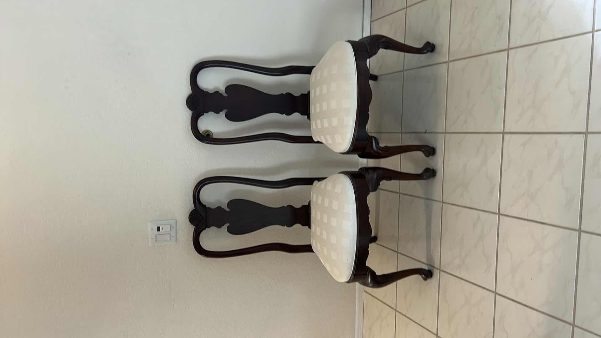 Photo 1 of 2 - ETHAN ALLEN WOOD DINING ROOM CHAIRS WITH IVORY UPHOLSTERY