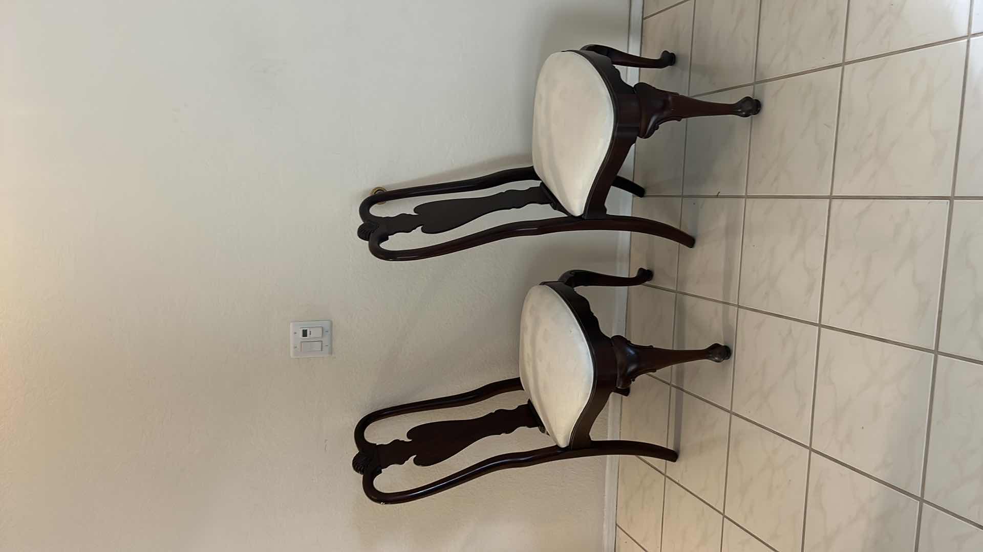 Photo 1 of 2 - ETHAN ALLEN WOOD DINING ROOM CHAIRS WITH IVORY UPHOLSTERY