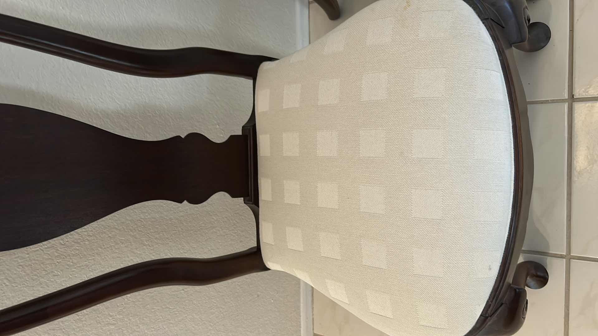 Photo 1 of 2 - ETHAN ALLEN WOOD DINING ROOM CHAIRS WITH IVORY UPHOLSTERY