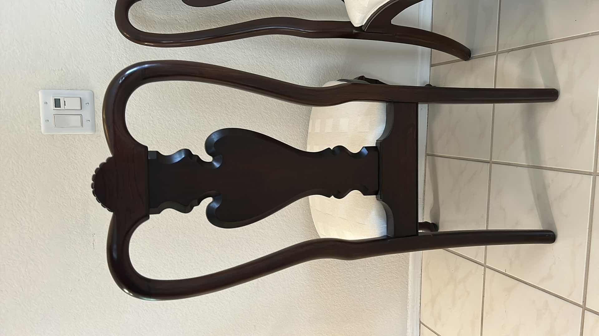 Photo 1 of 2 - ETHAN ALLEN WOOD DINING ROOM CHAIRS WITH IVORY UPHOLSTERY