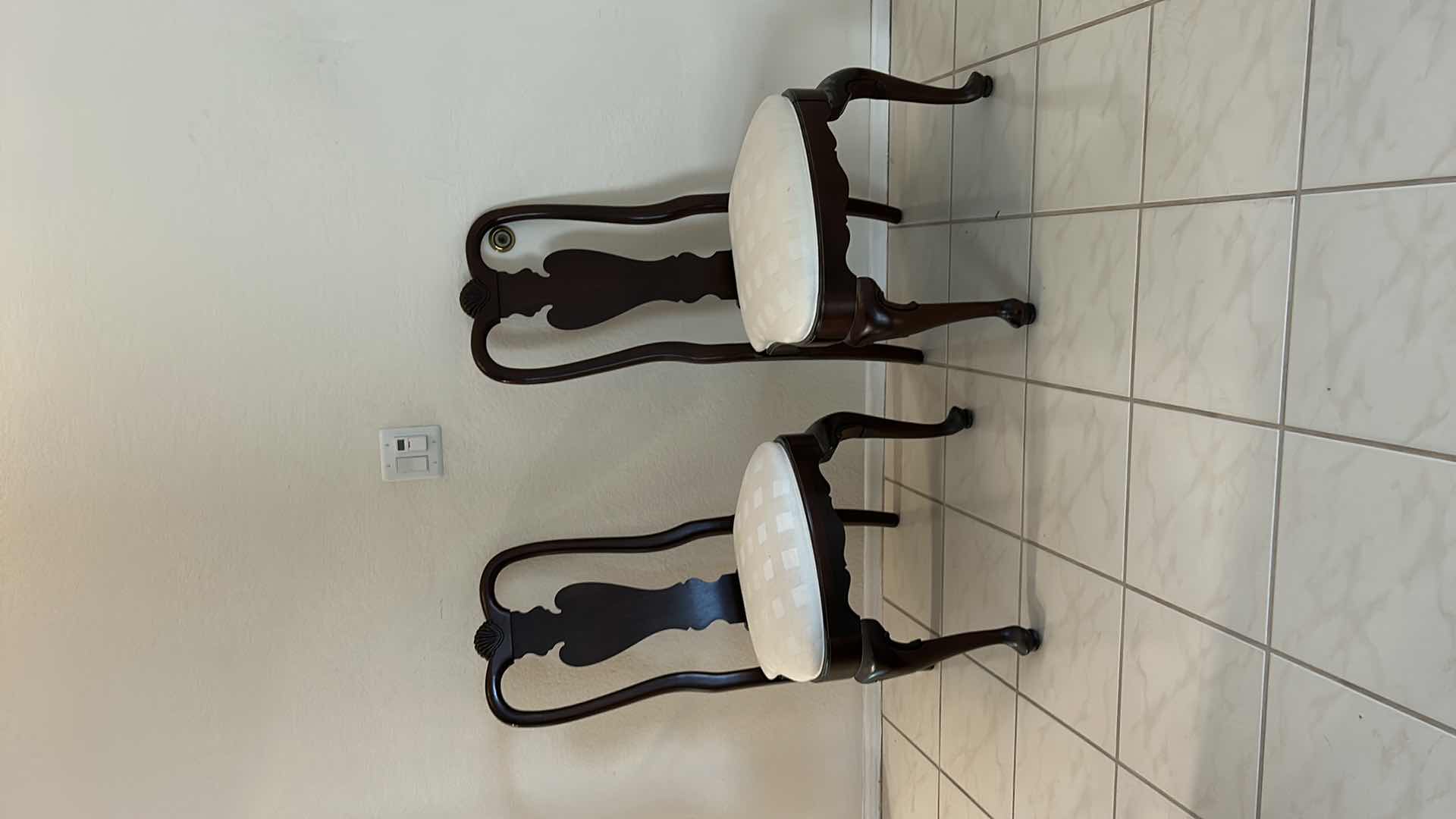 Photo 1 of 2 - ETHAN ALLEN WOOD DINING ROOM CHAIRS WITH IVORY UPHOLSTERY