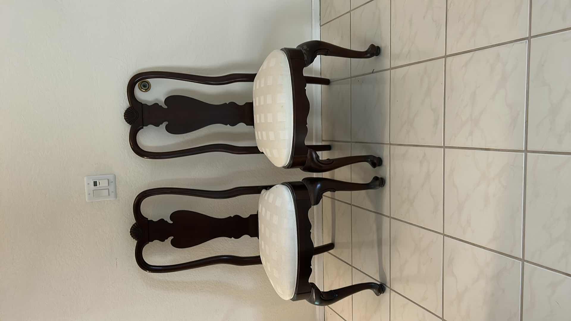 Photo 1 of 2 - ETHAN ALLEN WOOD DINING ROOM CHAIRS WITH IVORY UPHOLSTERY