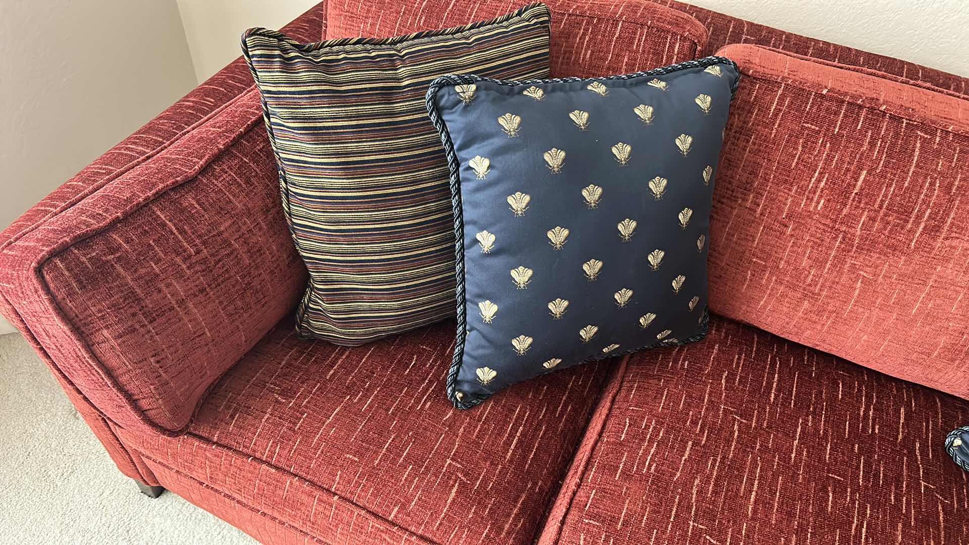 Photo 1 of ETHAN ALLEN SOFA, PILLOWS AND IVORY SUNBRELLA WASHABLE SLIPCOVERS FROM CALICO CORNER WITH ADDITIONAL THROW PILLOWS 7’6”