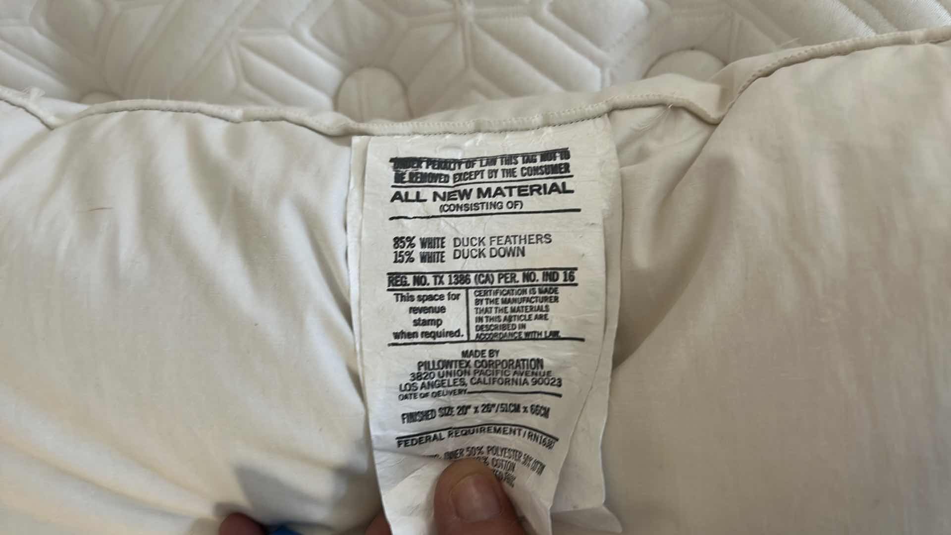 Photo 1 of 2 DUCK FEATHER DOWN PILLOWS - REG SIZE