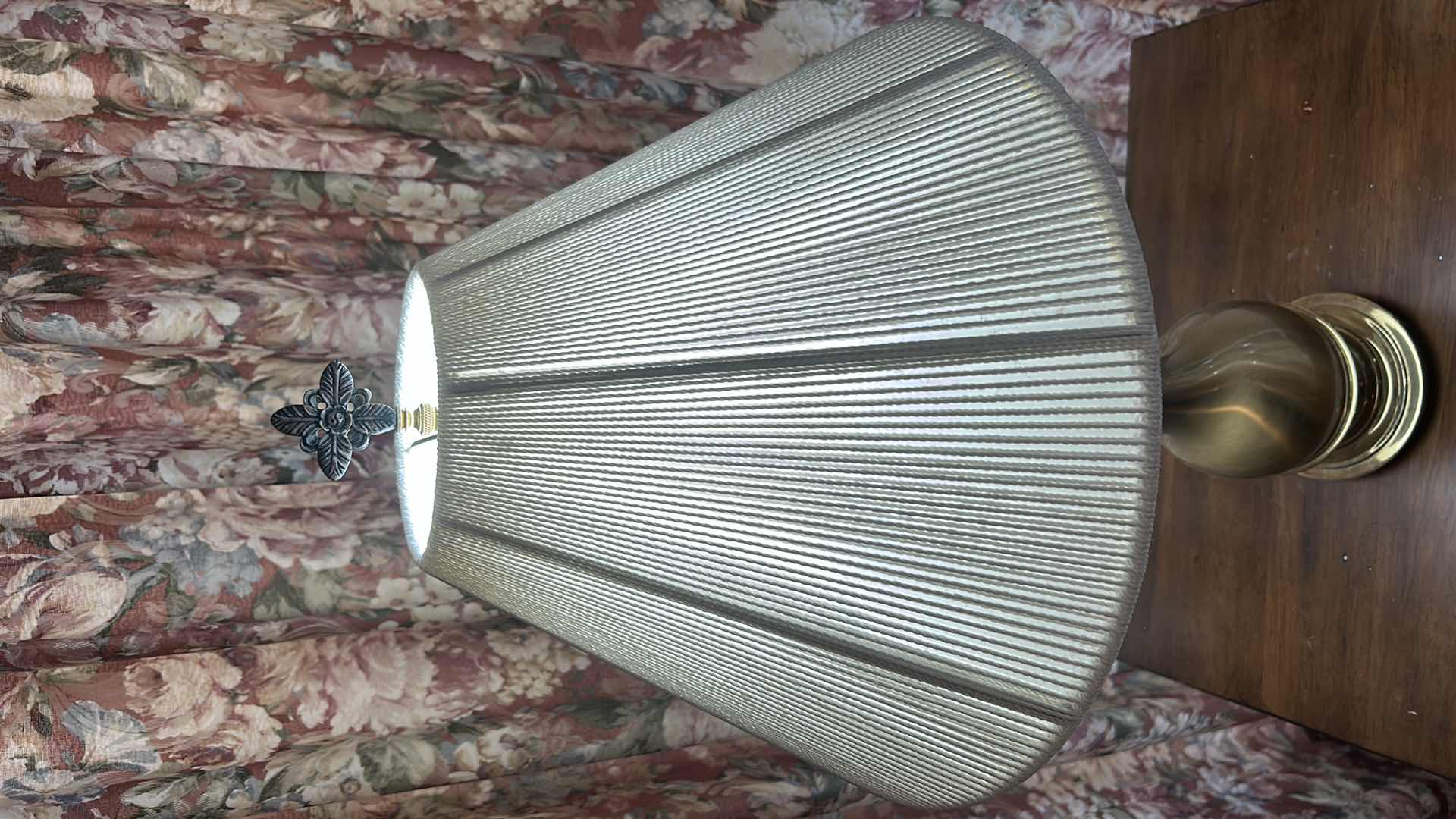 Photo 1 of BRASS TABLE LAMP WITH FLOWER FINIAL H27”