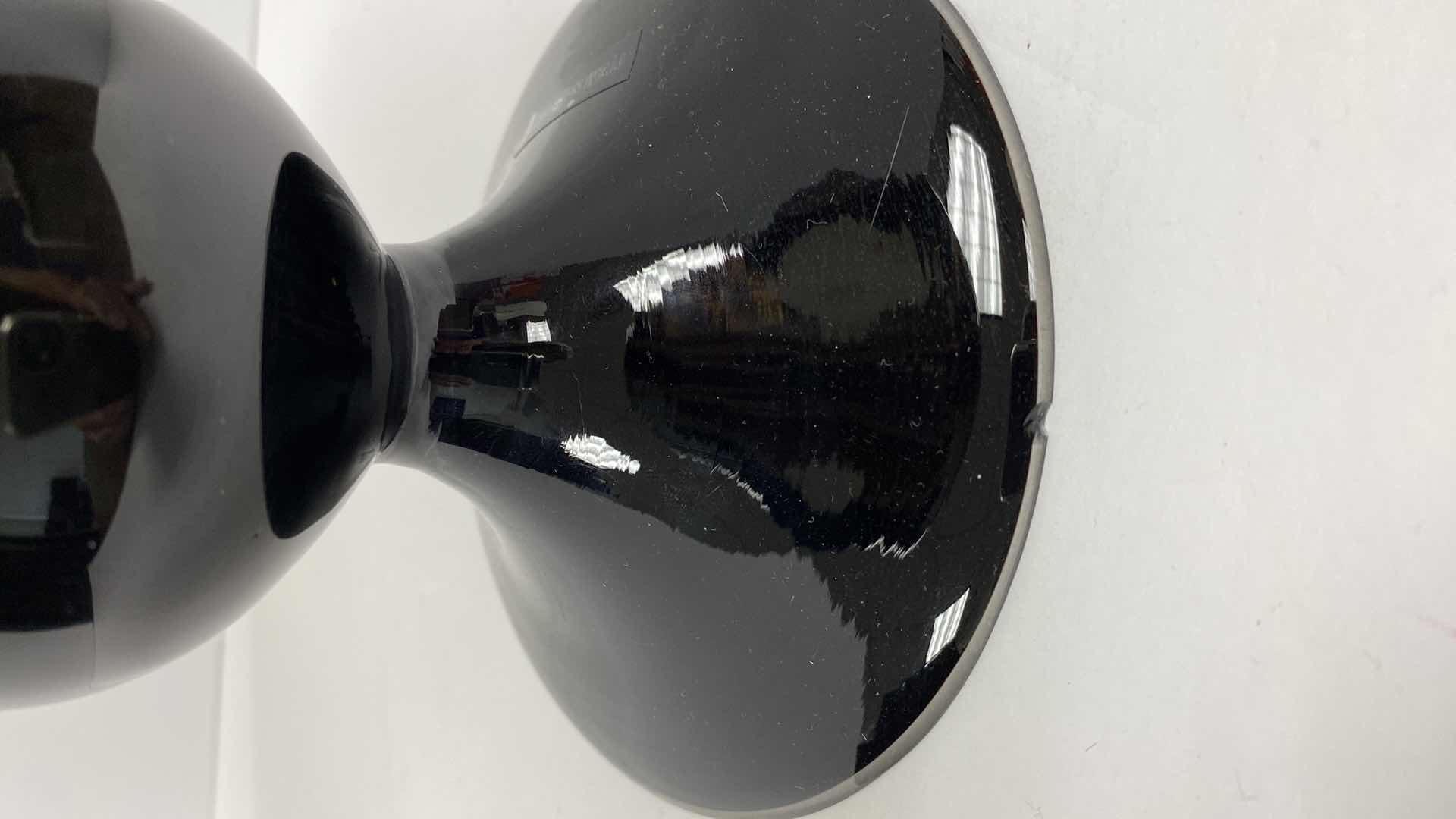 Photo 1 of HOWARD ELLIOTT BLACK AND SMOKED PEDESTAL GLASS JAR WITH LID H24.5" 