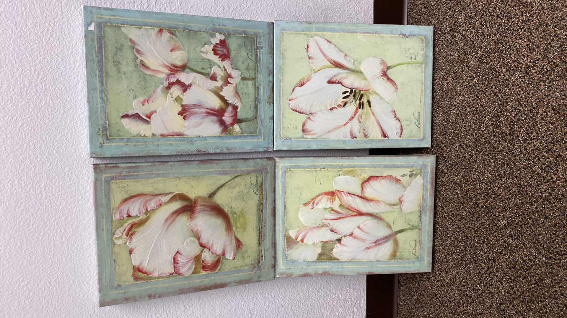 Photo 1 of NEW 4 WRAPED CANVAS FLORAL ARTWORK 12” X 16” EACH ARTWORK $79 EACH