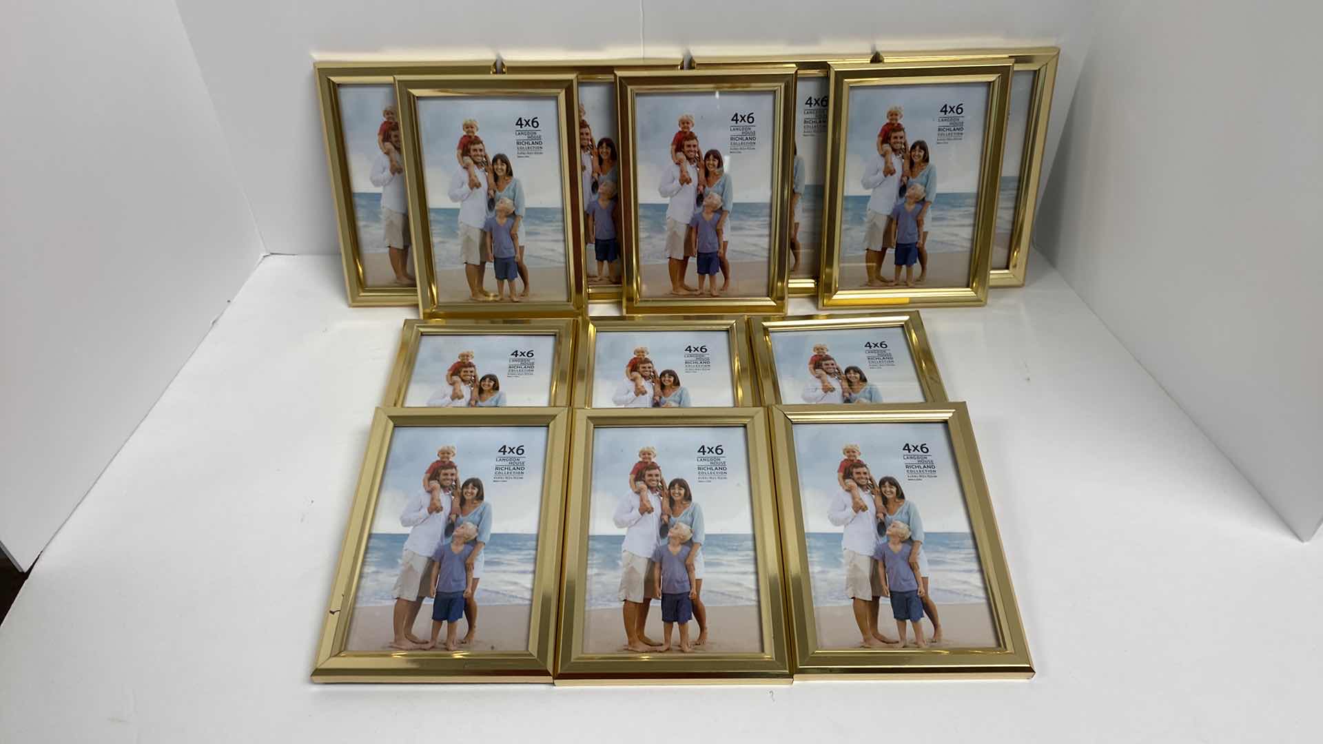 Photo 1 of NEW 13- BRASS COLOR METAL PICTURE FRAMES 4” X 6”
