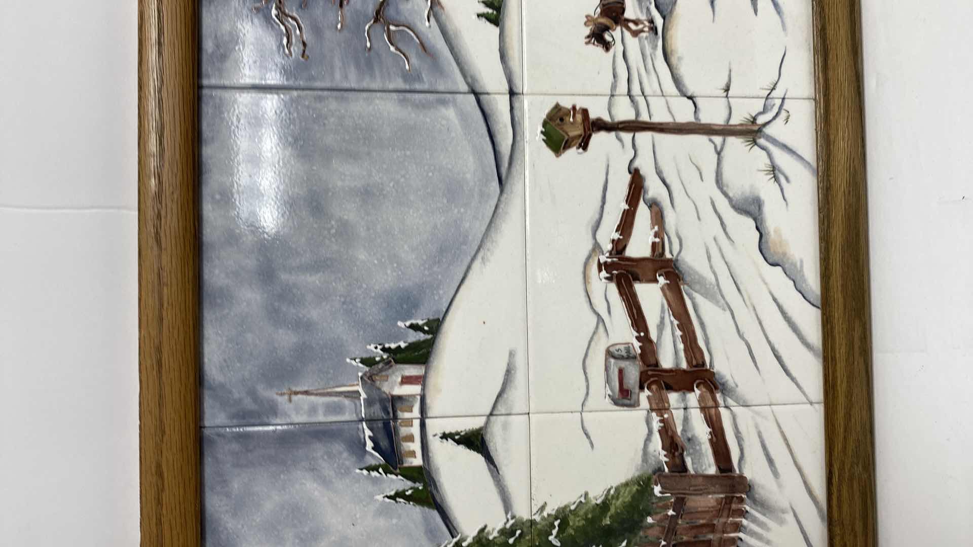 Photo 1 of WOOD FRAMED HAND PAINTED TILES  TRAY 19” X 14” 169.95