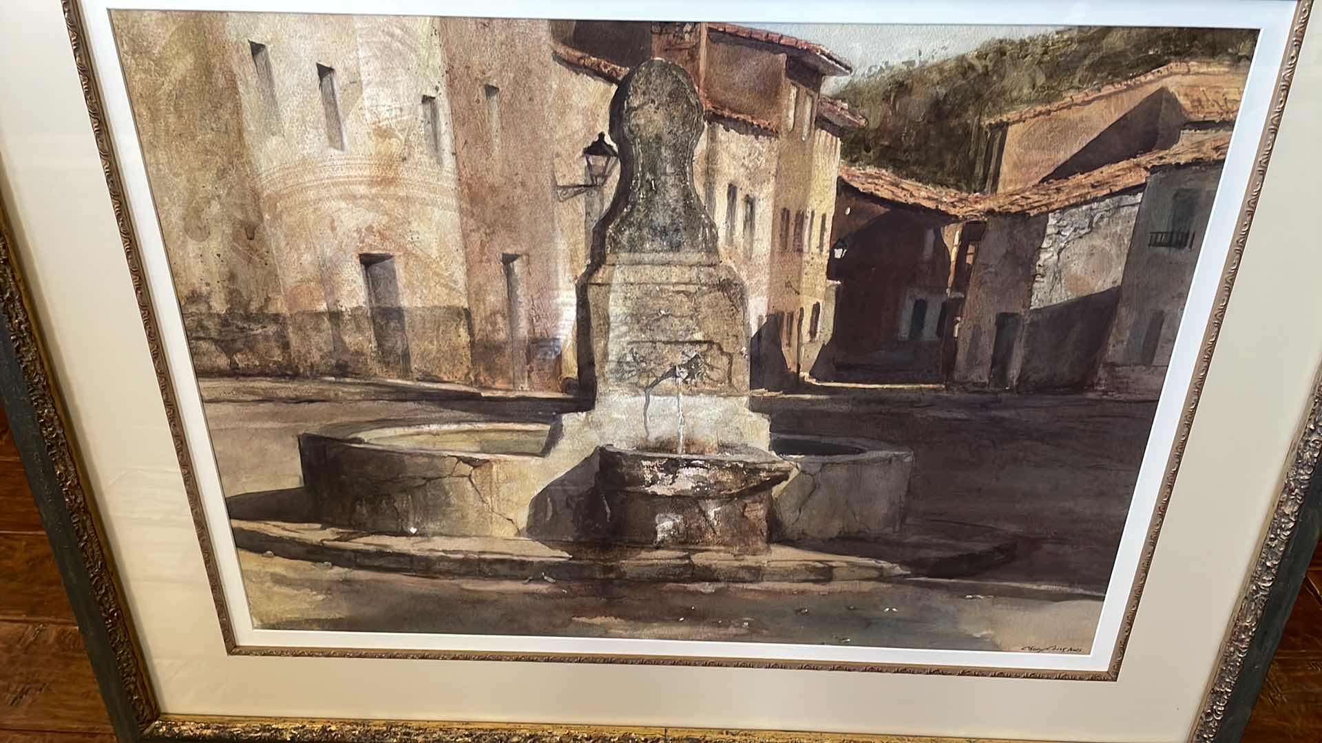 Photo 1 of FRAMED WATERCOLOR SIGNED CHERYL CRISS  “THE SOURCE” FOUNTAIN ARTWORK 31”x 39”