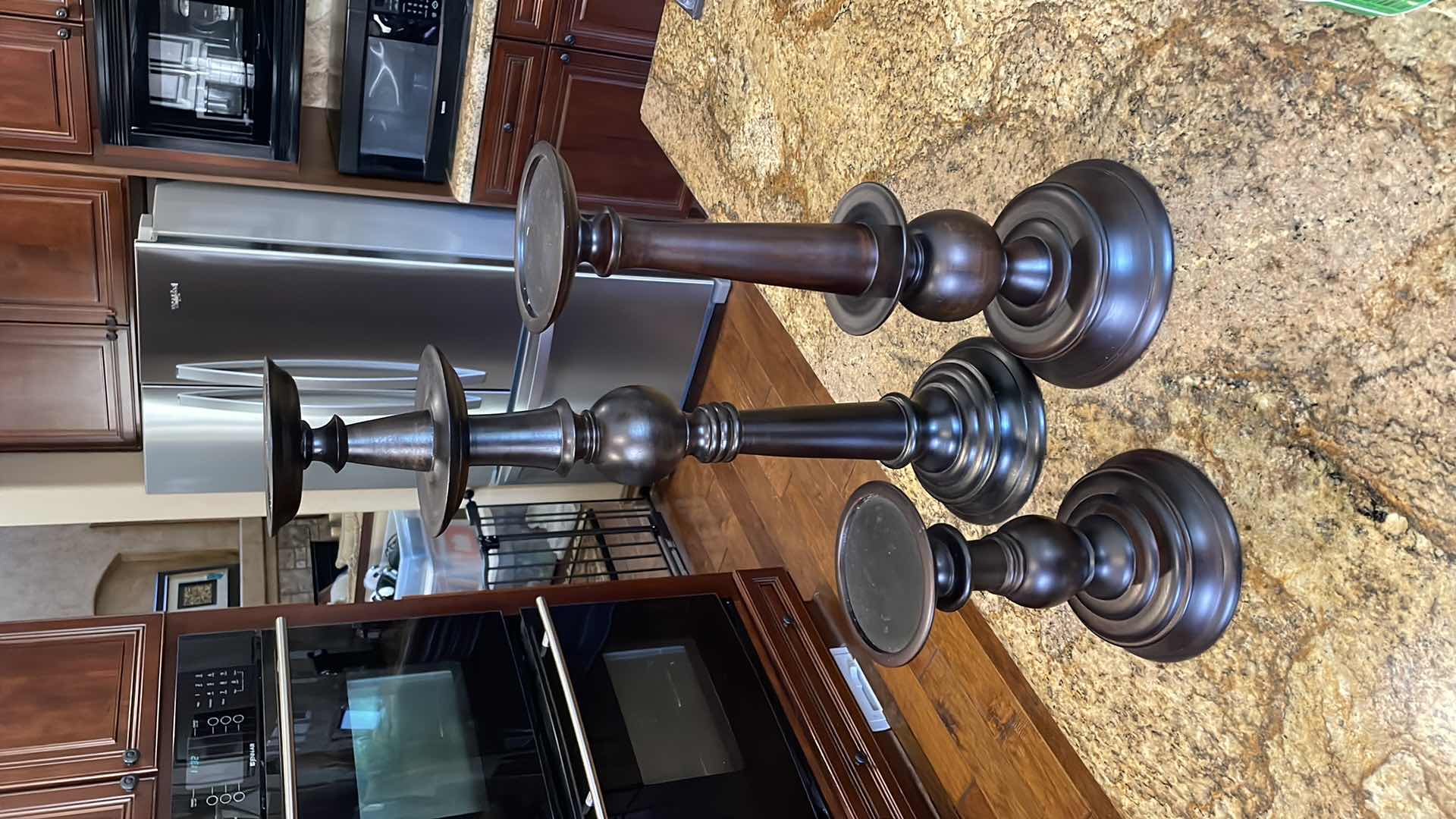 Photo 1 of 3 PC POTTERY BARN CANDLE STICKS 14” , 20” , 24”