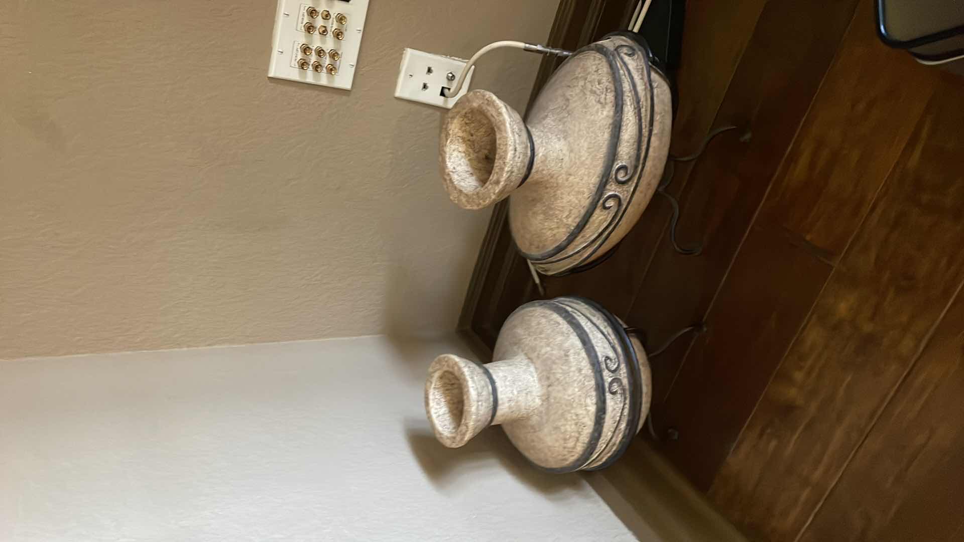 Photo 1 of CERAMIC VASES WITH METAL BASES 15”