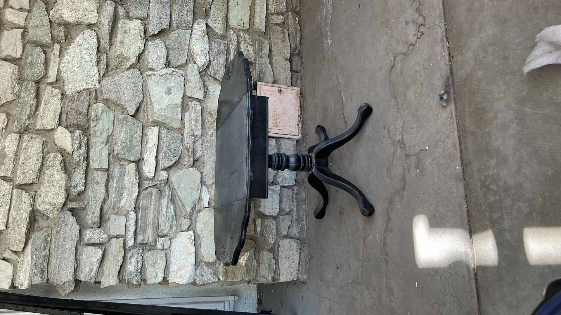 Photo 1 of SMALL VINTAGE DARK WOOD TABLE WITH FOLDING SIDES 31 1/2” x 23 1/2” x H20 1/2”