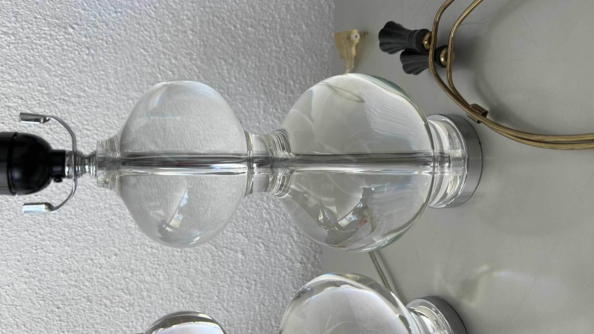 Photo 1 of 2 HEAVY SOLID GLASS ORB LAMP BASES H14.5"