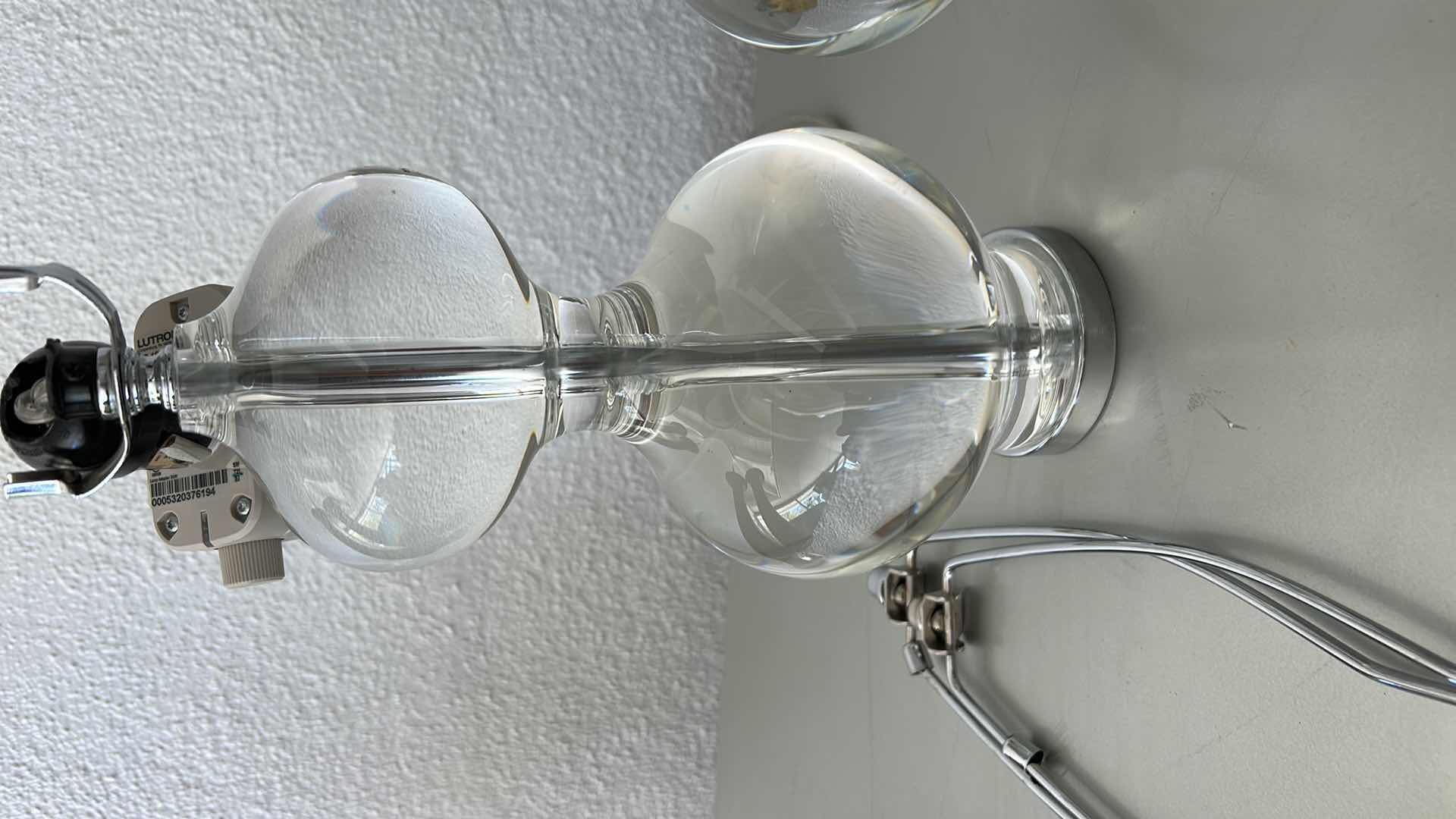 Photo 1 of 2 HEAVY SOLID GLASS ORB LAMP BASES H14.5"