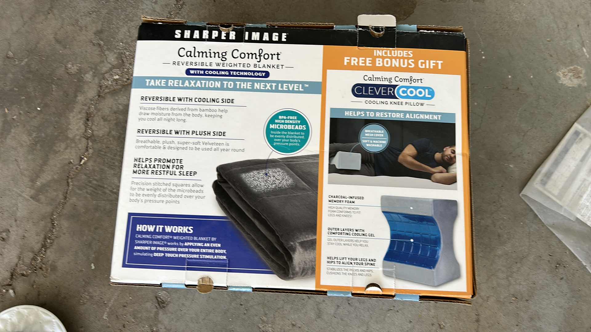 Photo 1 of NEW SHARPER IMAGE CALMING WEIGHTED REVERSIBLE BLANKET