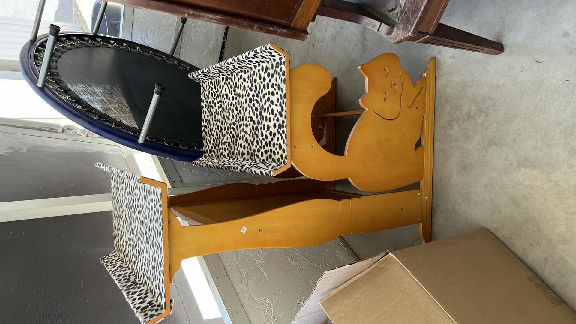 Photo 1 of CARVED WOOD 2-TIERED CAT STAND 2‘ x H27“ 