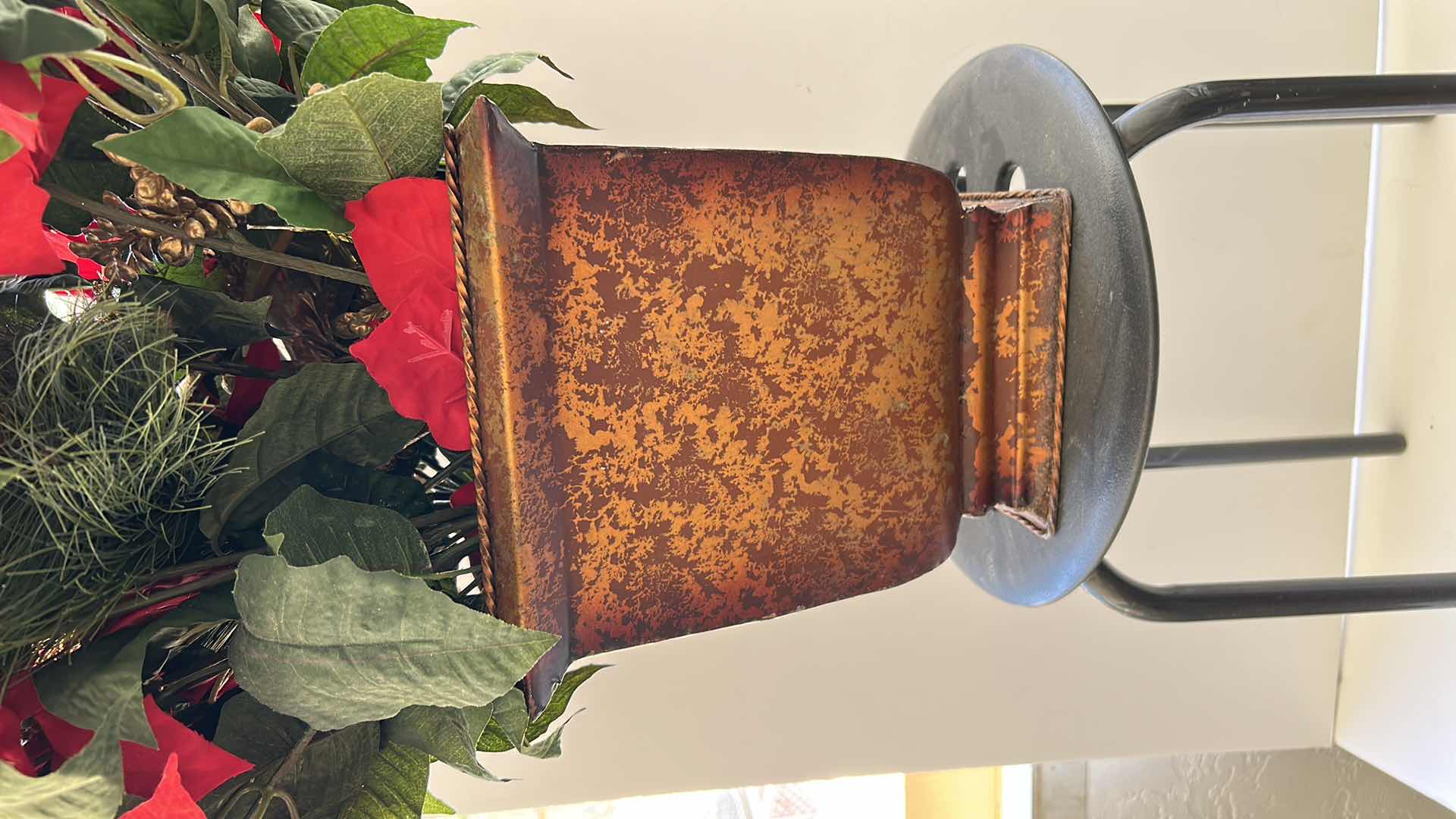 Photo 1 of FAUX POINSETTIA PLANT WITH STAND, OVERALL H 43”