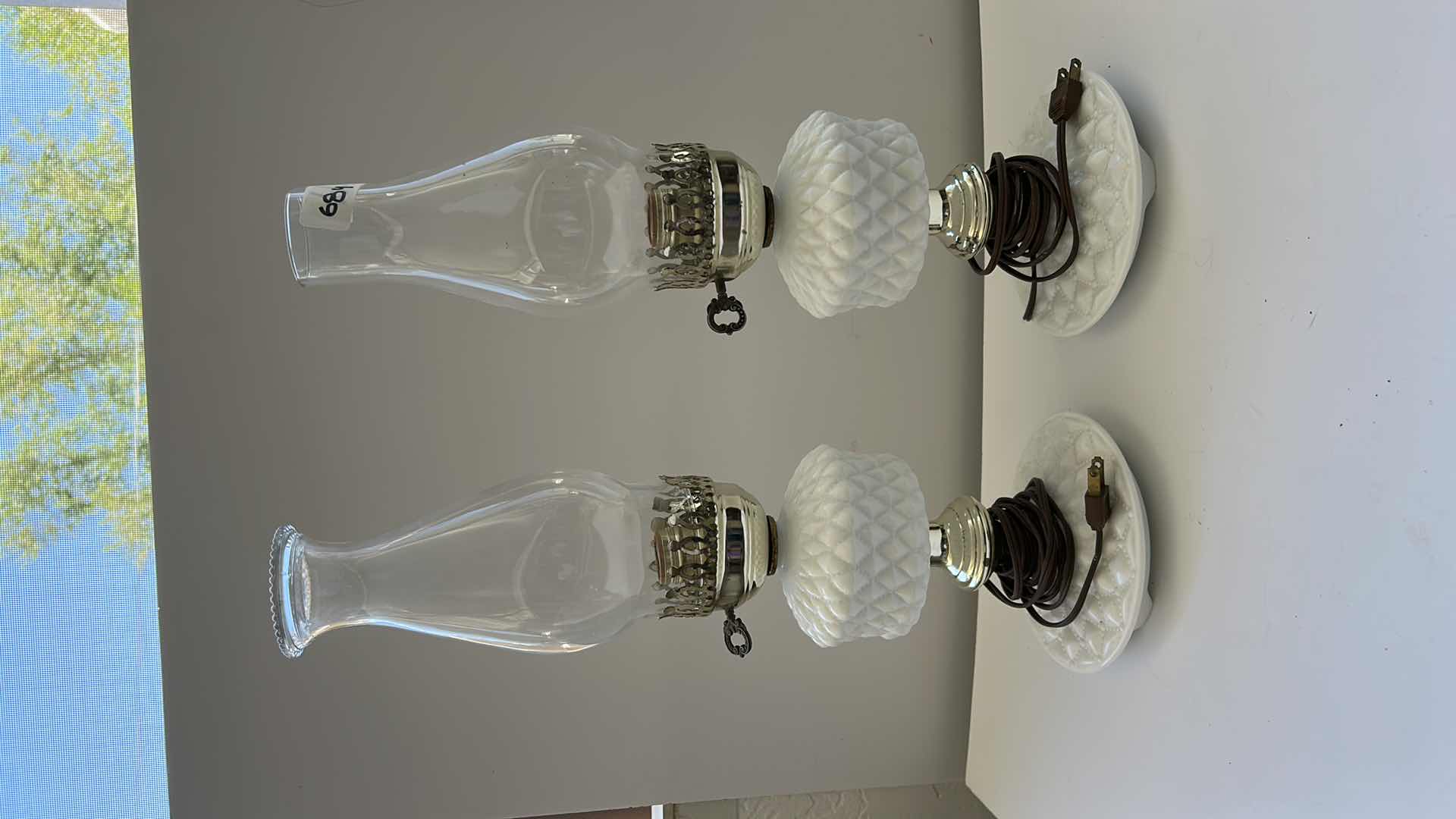 Photo 1 of 2-VINTAGE HURRICANE LAMPS TALLEST 19”