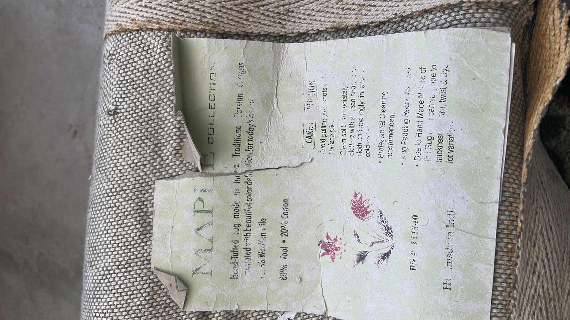 Photo 1 of HAND TUFTED NATIVE INDIA TRADITIONAL PERSIAN 80%WOOL 20”COTTON LARGE RUG  10”x13”