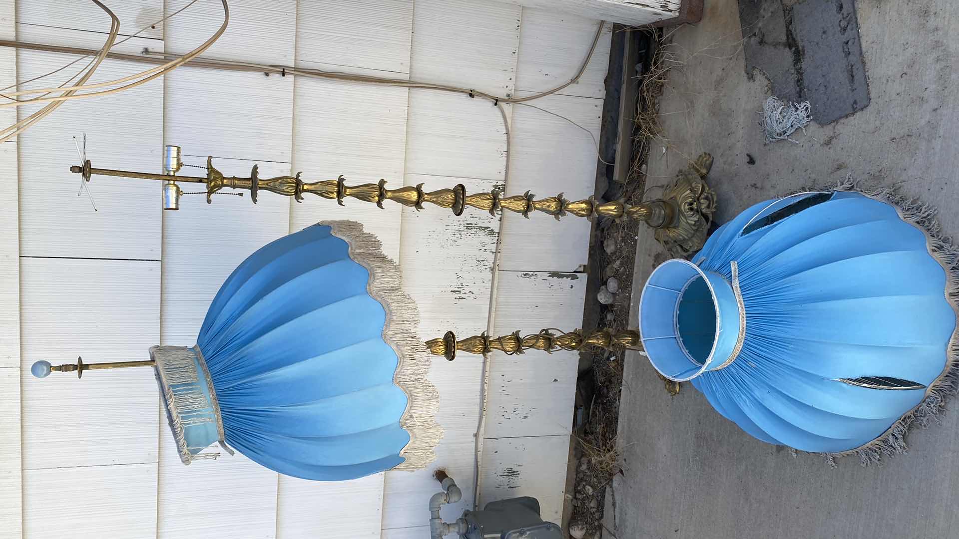 Photo 1 of PAIR OF VINTAGE FLOOR LAMPS WITH SHADES H 66”