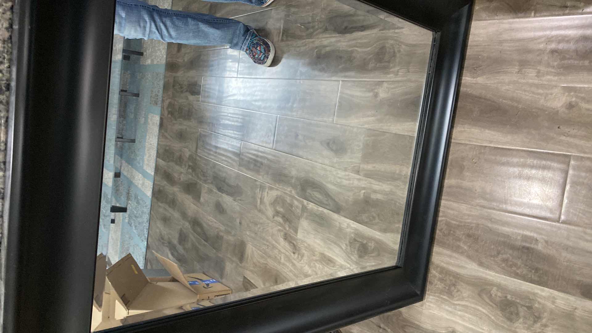 Photo 1 of BLACK FRAMED BEVELED MIRROR 29.5” X 35”