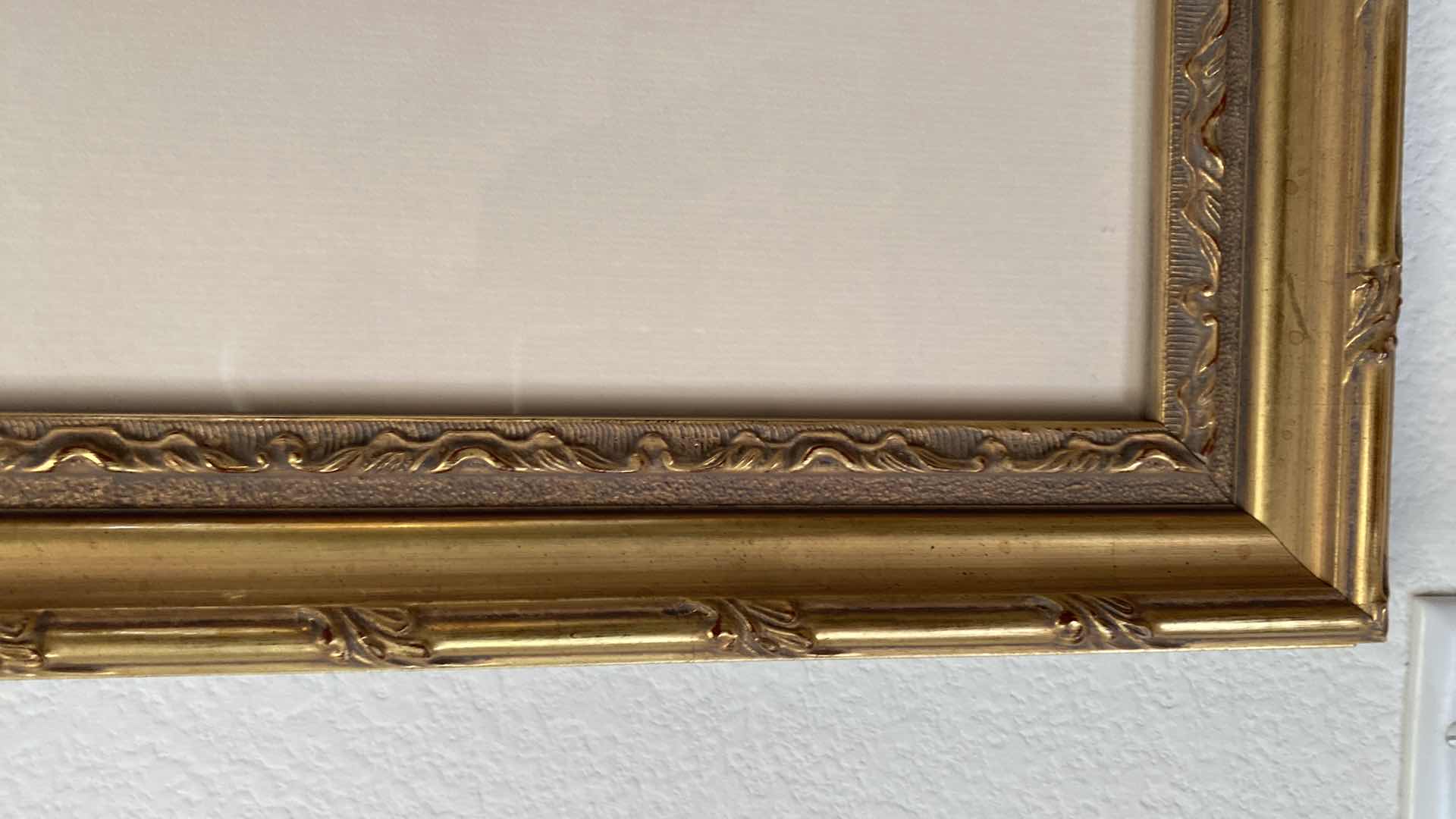 Photo 1 of GOLD FRAMED WATER COLOR CHURCH AND PEOPLE 29” x 35”