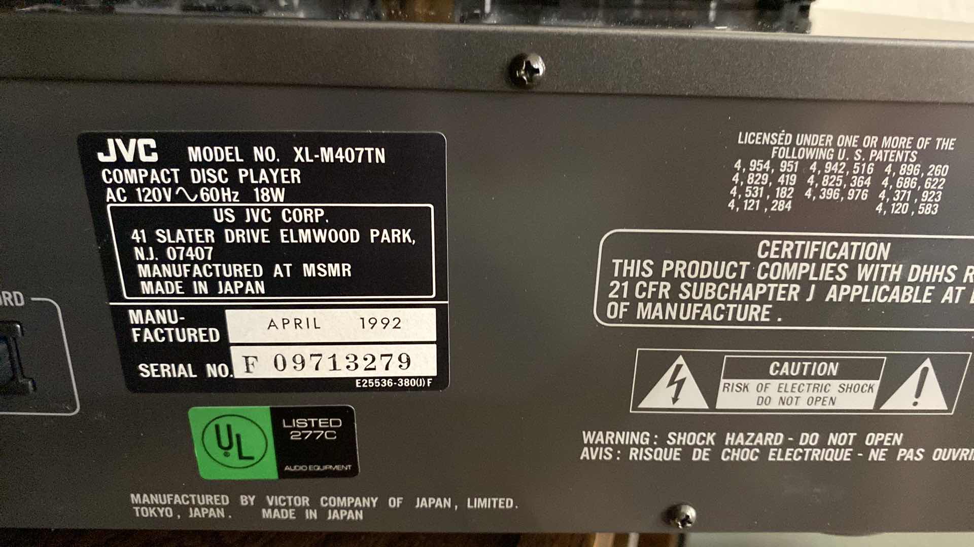 Photo 1 of JVC COMPACT DISC PLAYER WITH 2 MAGAZINES AND REMOTE