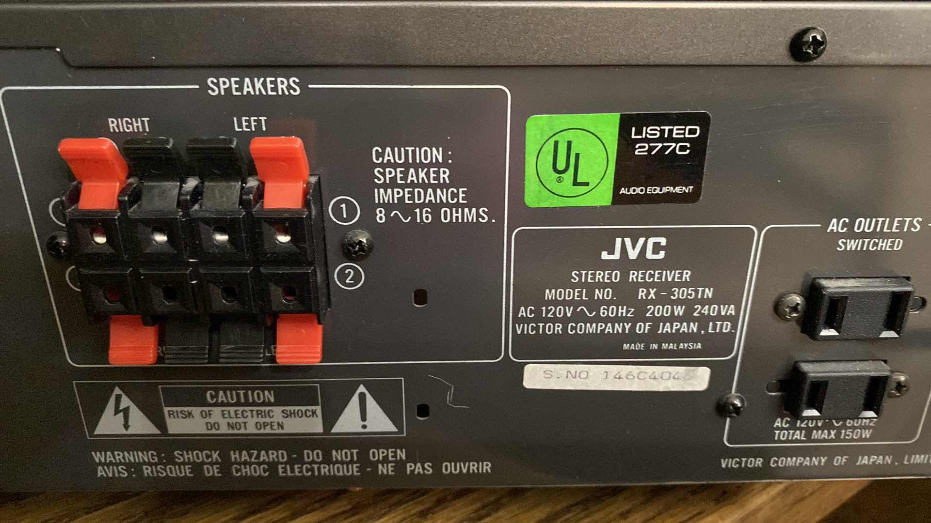 Photo 1 of JVC COMPUTER CONTROLLED RECEIVER WITH REMOTE