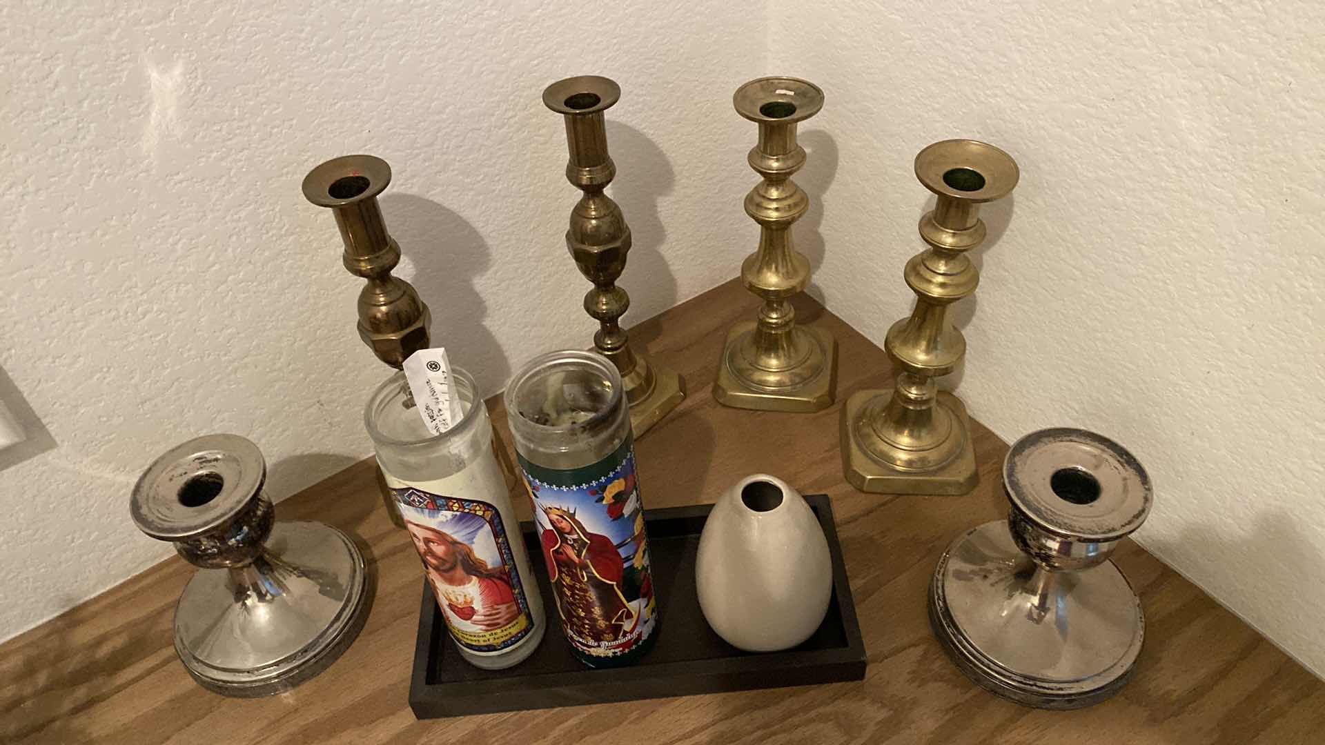 Photo 1 of 6-CANDLE HOLDERS AND RELIGIOUS CANDLES