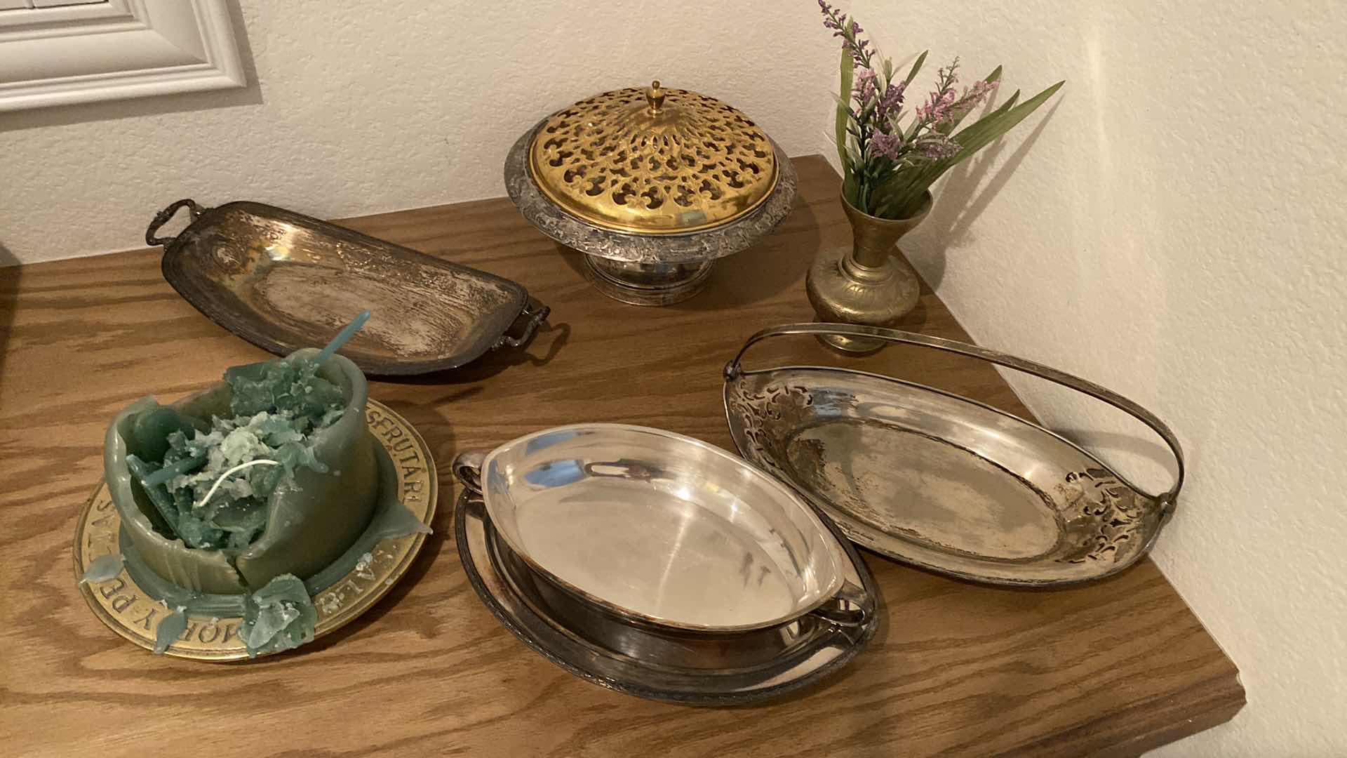 Photo 2 of ASSORTED SILVER PLATE AND BRASS