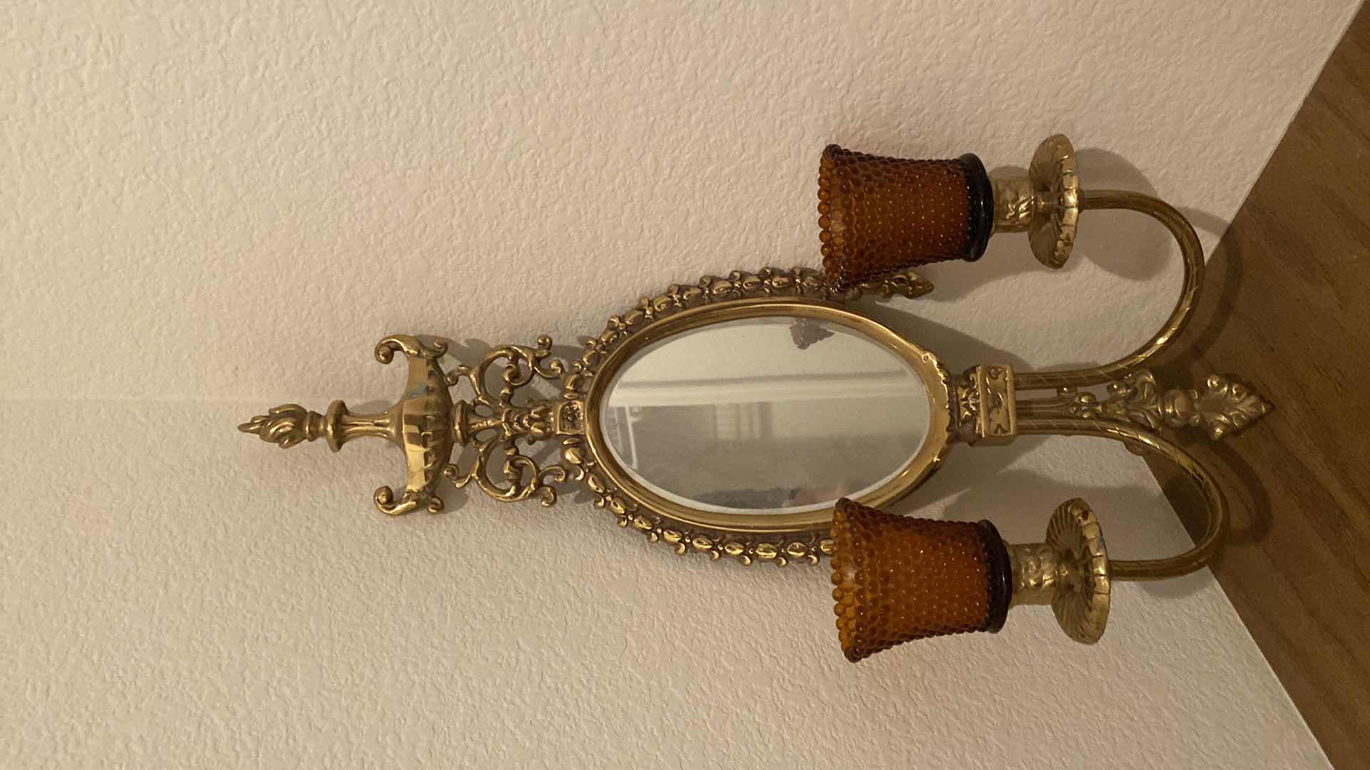 Photo 1 of BRASS AND MIRRORED WALL SCONCE H 22”