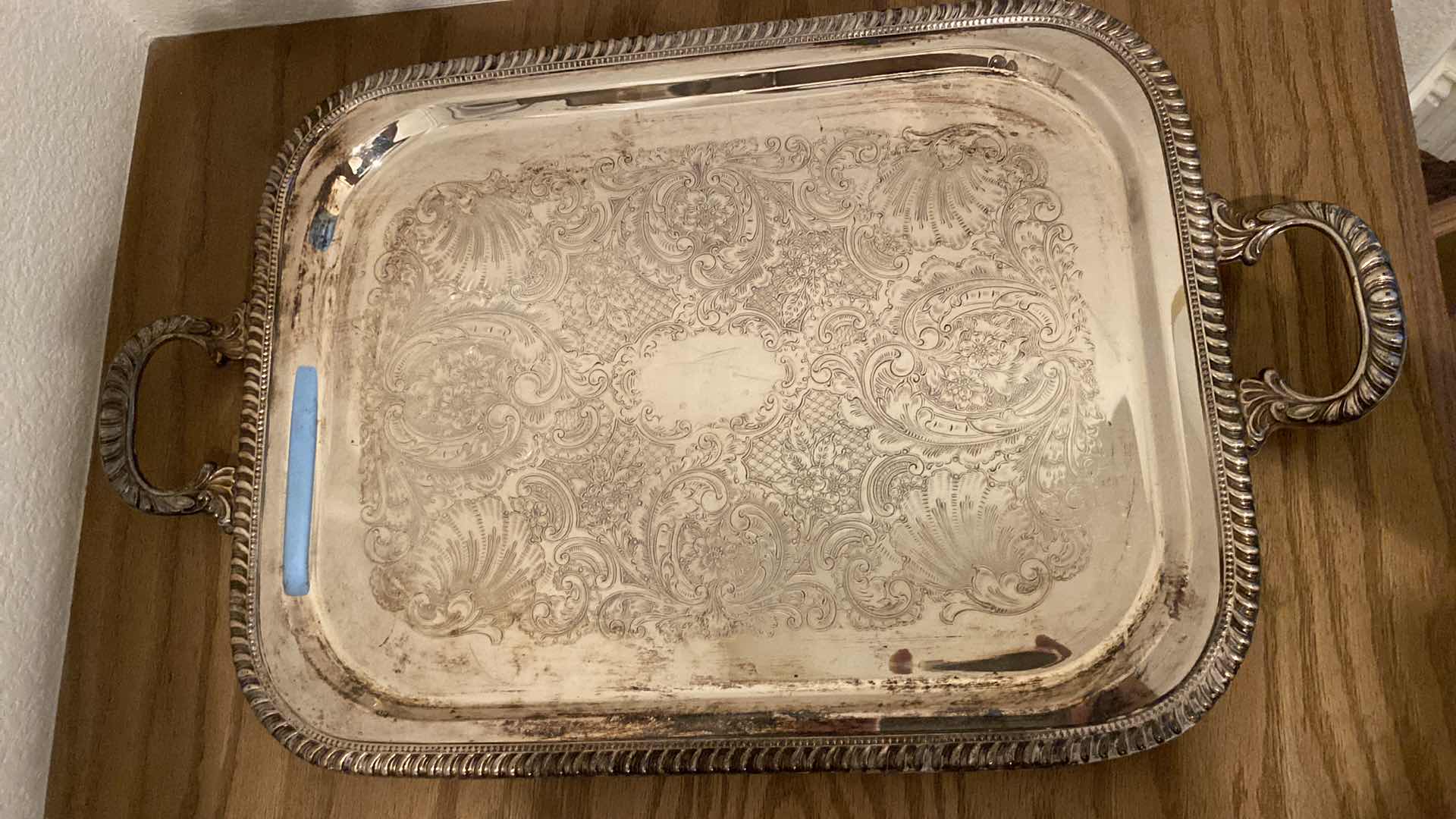 Photo 1 of HEAVY SILVER PLATE TRAY 22 1/2” x 13 1/2”