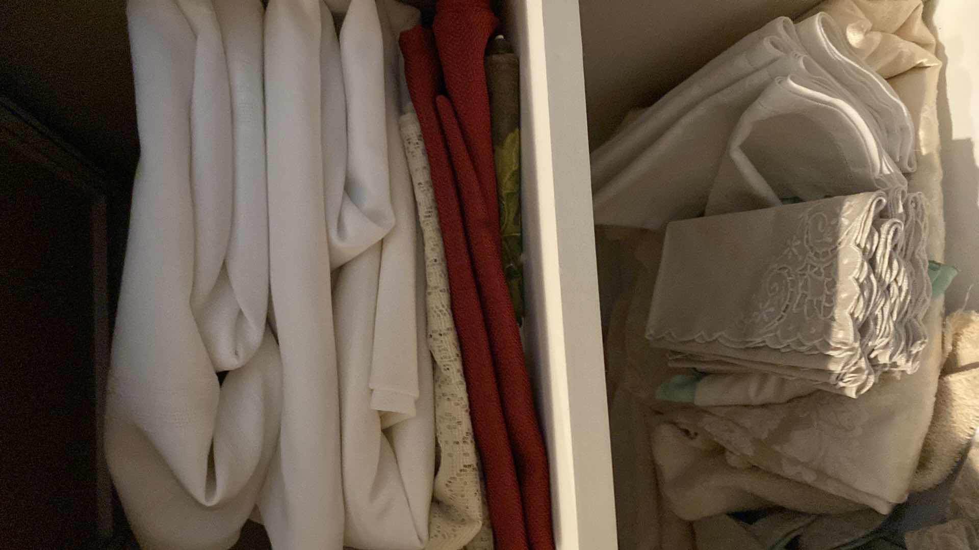 Photo 1 of CONTENTS OF LINEN CABINET TABLE CLOTHS NAPKINS SHEETS