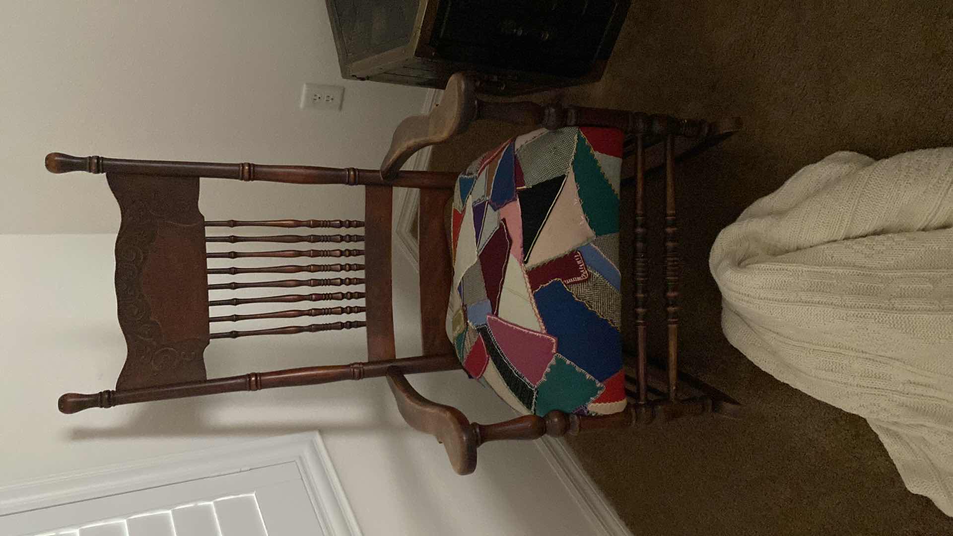 Photo 1 of OAK ROCKING CHAIR AND KNIT THROW