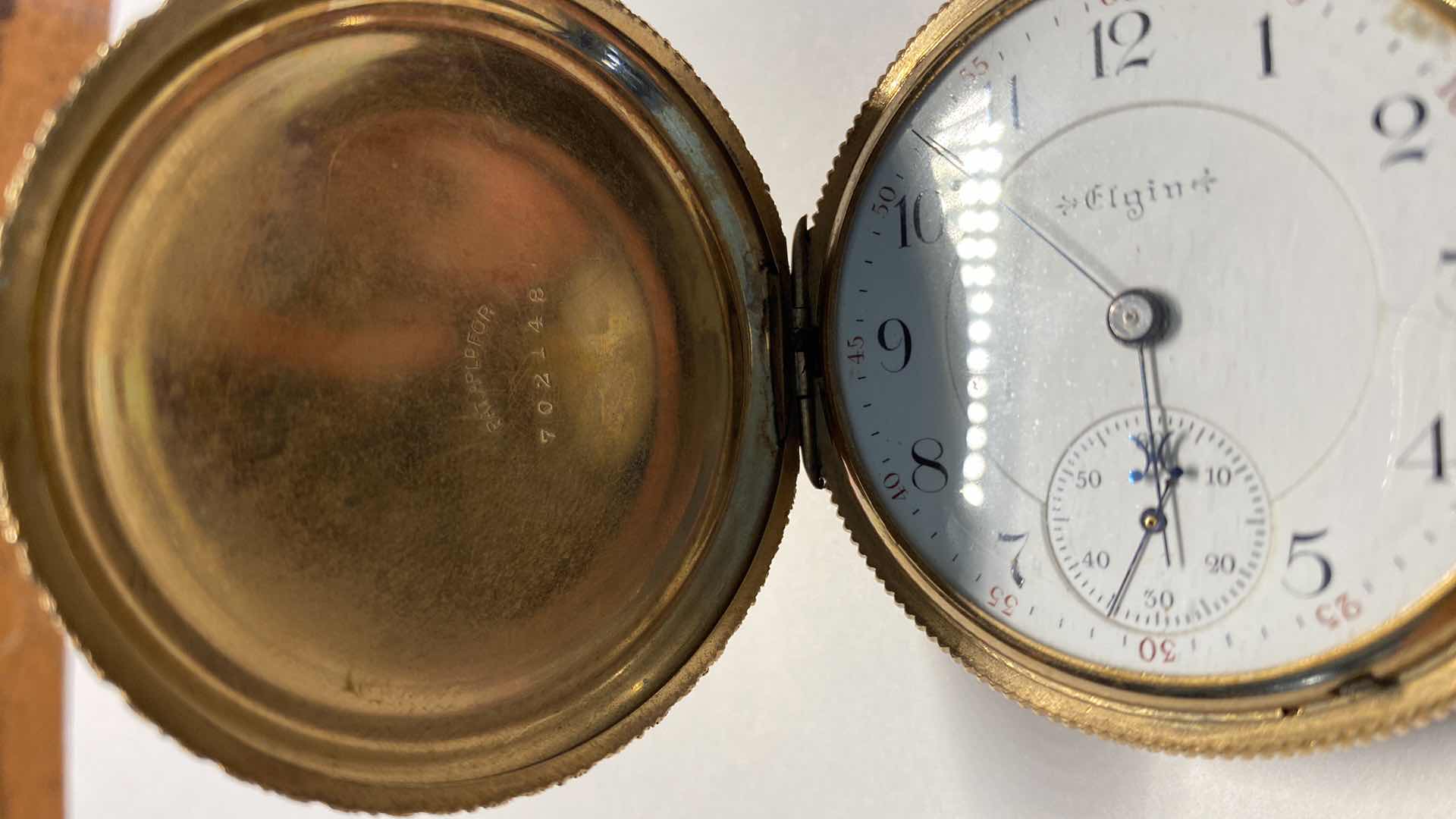 Photo 3 of ELGIN LARGE GOLD PLATED POCKET WATCH 54 MILLIMETERS