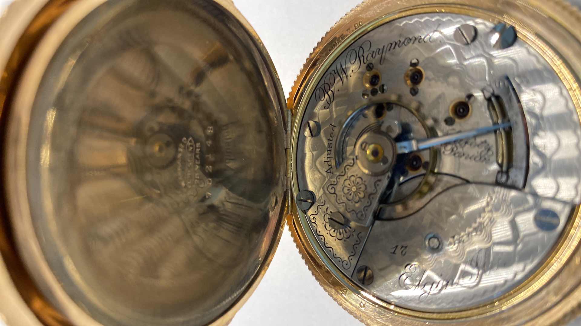 Photo 6 of ELGIN LARGE GOLD PLATED POCKET WATCH 54 MILLIMETERS